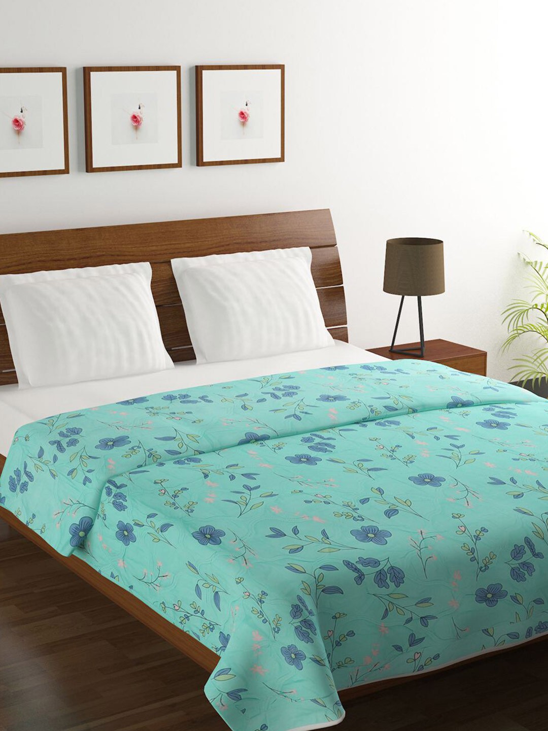 

BELLA TRUE Green Floral Microfiber AC Room 380 GSM Double Bed Comforter