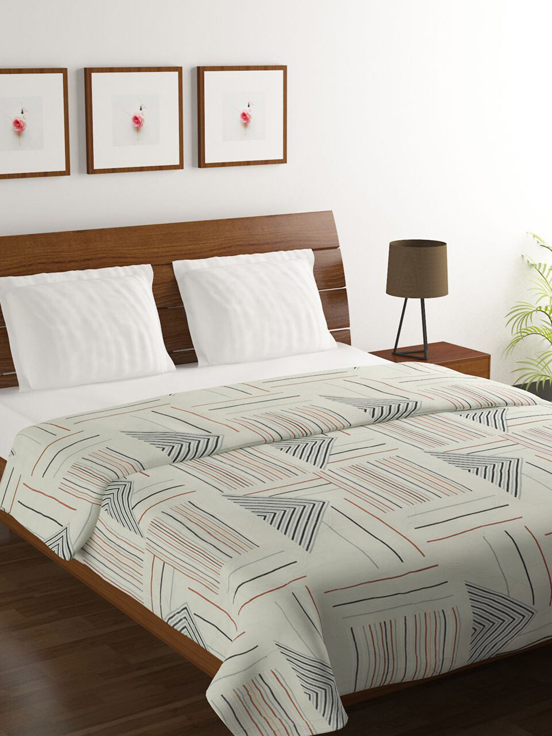 

BELLA TRUE Grey Geometric Microfiber AC Room 380 GSM Double Bed Comforter