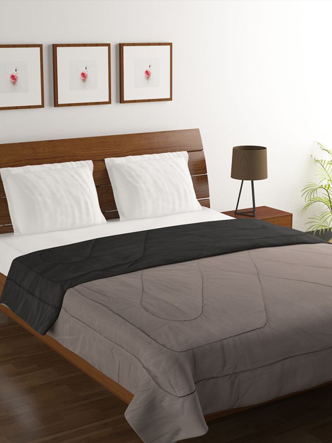 

BELLA TRUE Black & Brown Microfiber AC Room 380 GSM Double Bed Comforter
