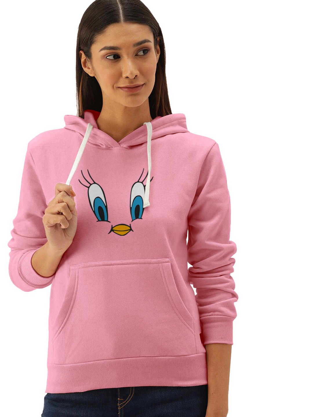 

BAESD Graphic Printed Hooded Cotton Pullover, Pink