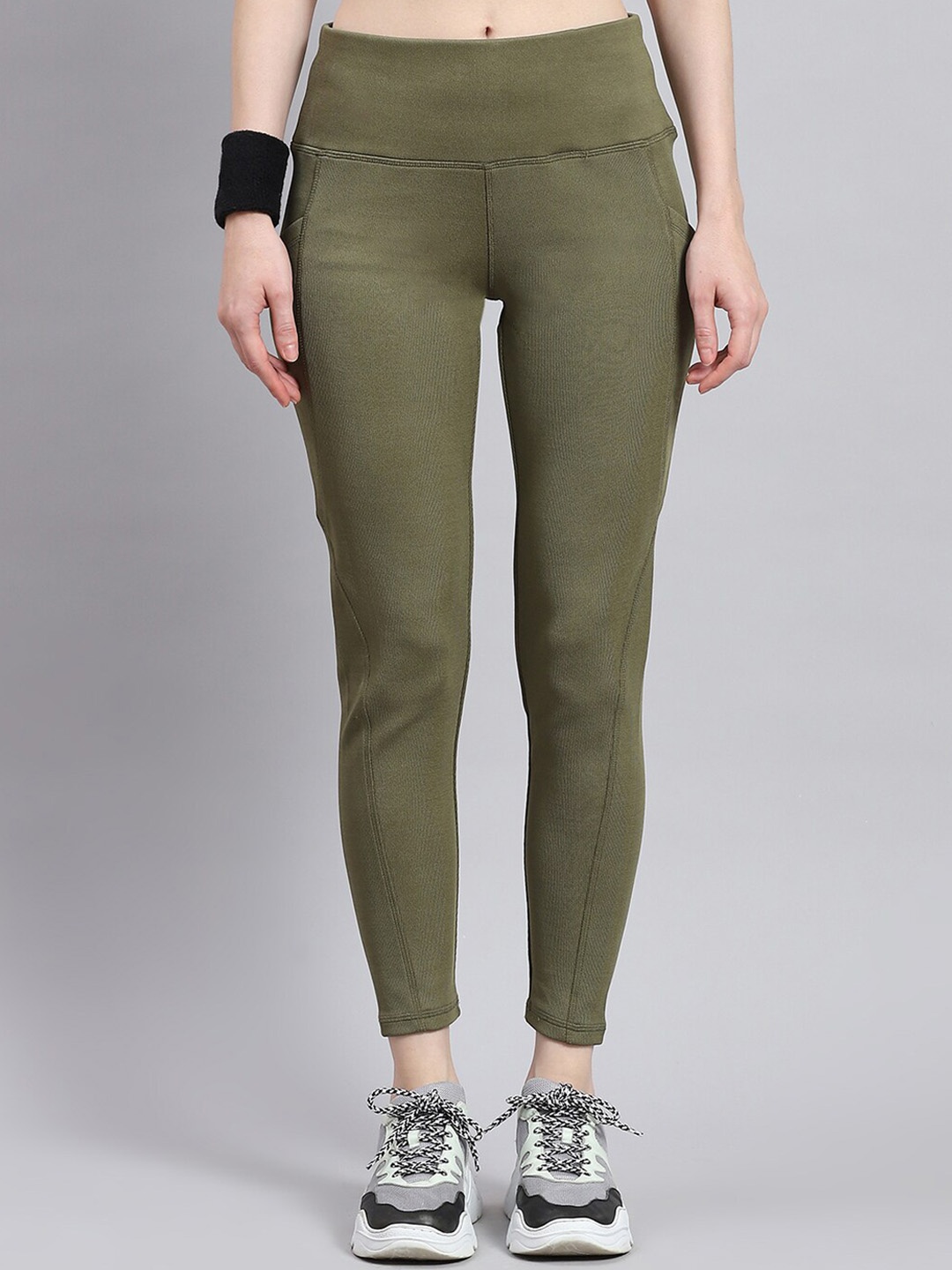 

rock.it Women Regular Fit Ankle-Length Tights, Olive