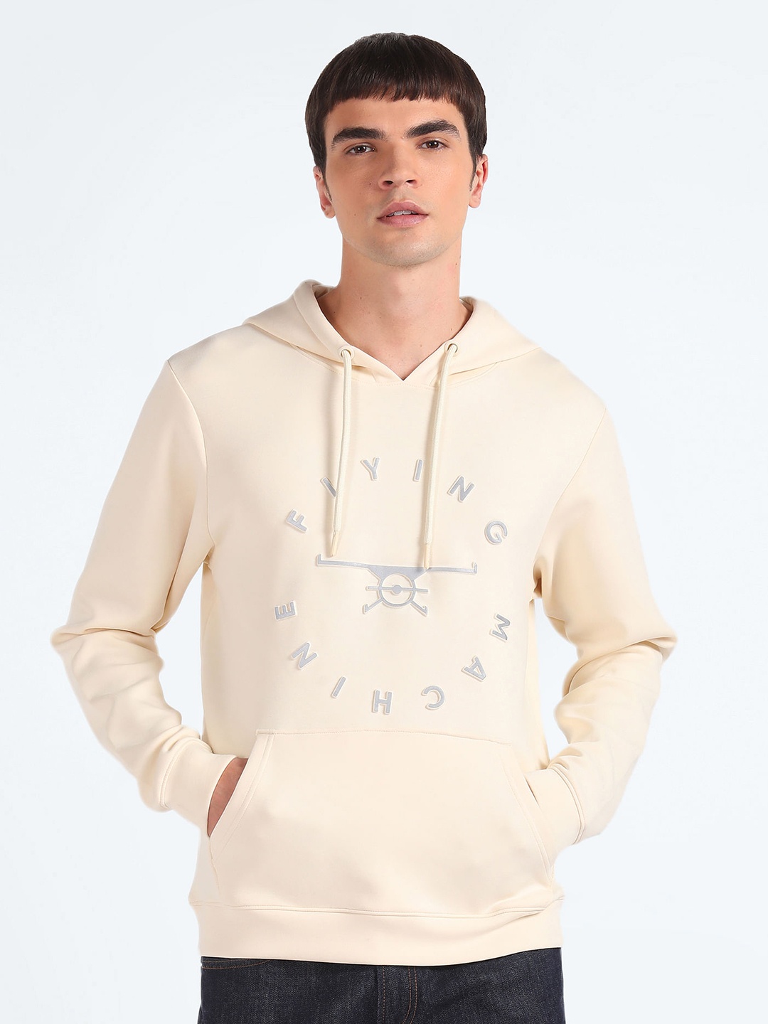 

Flying Machine Typographic Printed Hooded Sweatshirt, White