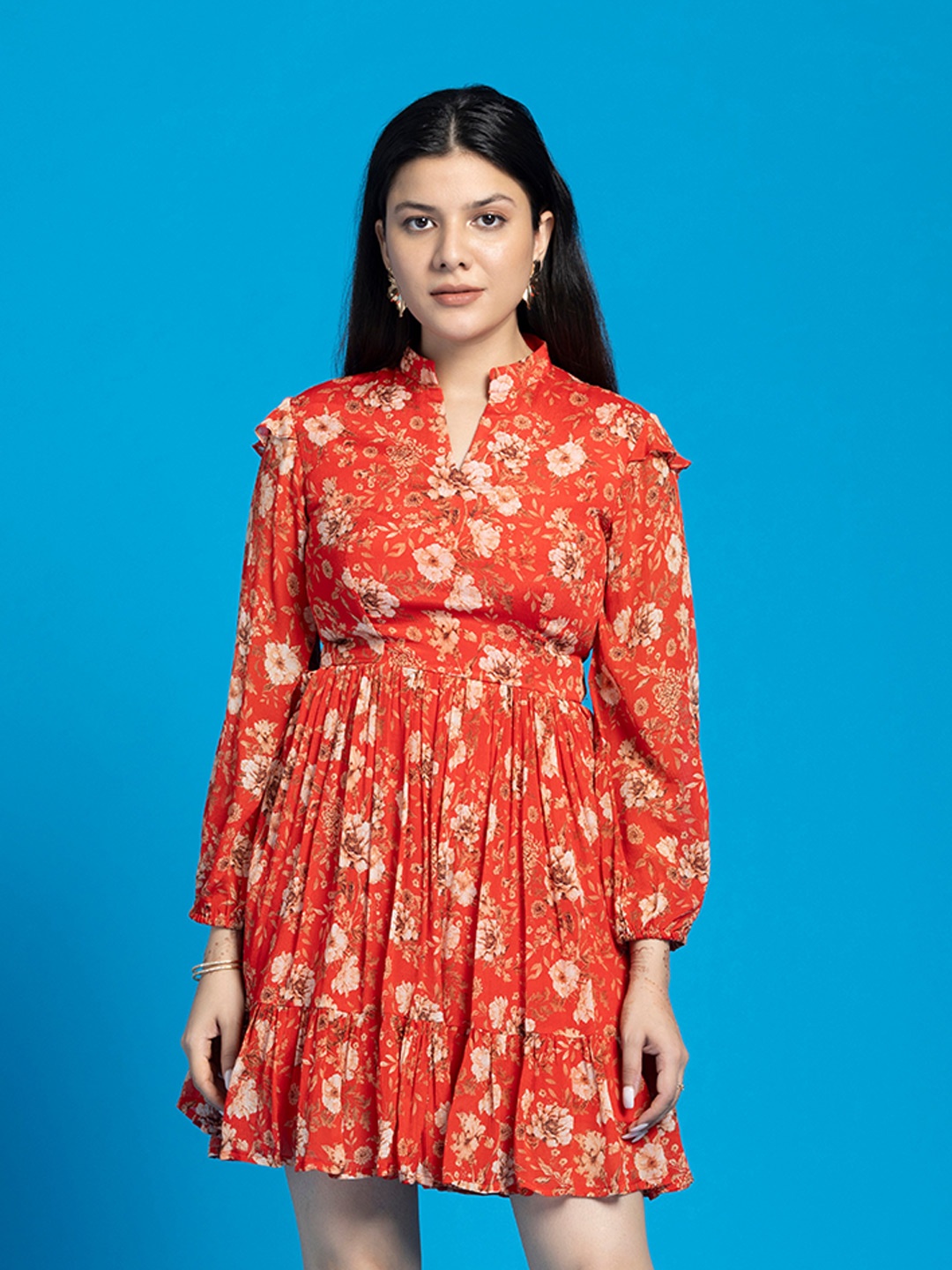 

SEW YOU SOON Floral Print A-Line Dress, Red
