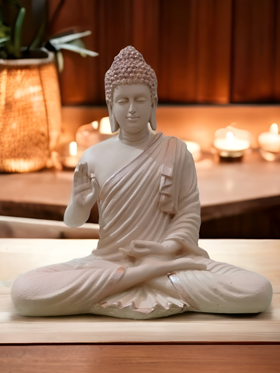 

SANKALAN CREATIONS Beige Buddha Idol Showpiece