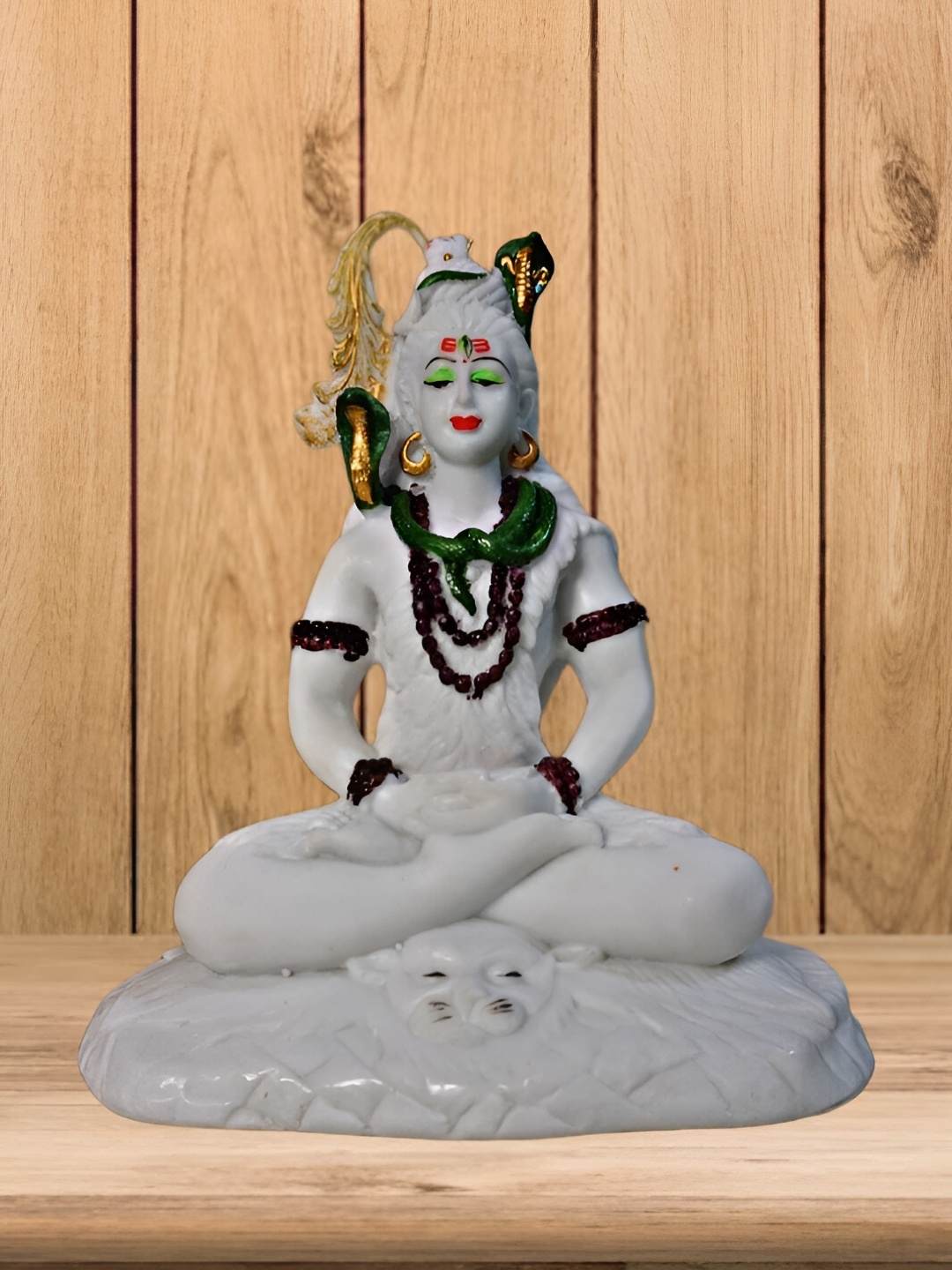 

SANKALAN CREATIONS White & Gold Toned Religious Marble Showpiece