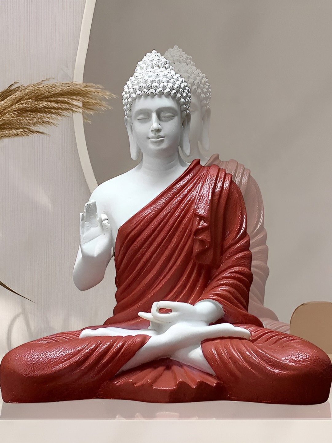 

SANKALAN CREATIONS Maroon &White Religious Buddha Idol Showpiece