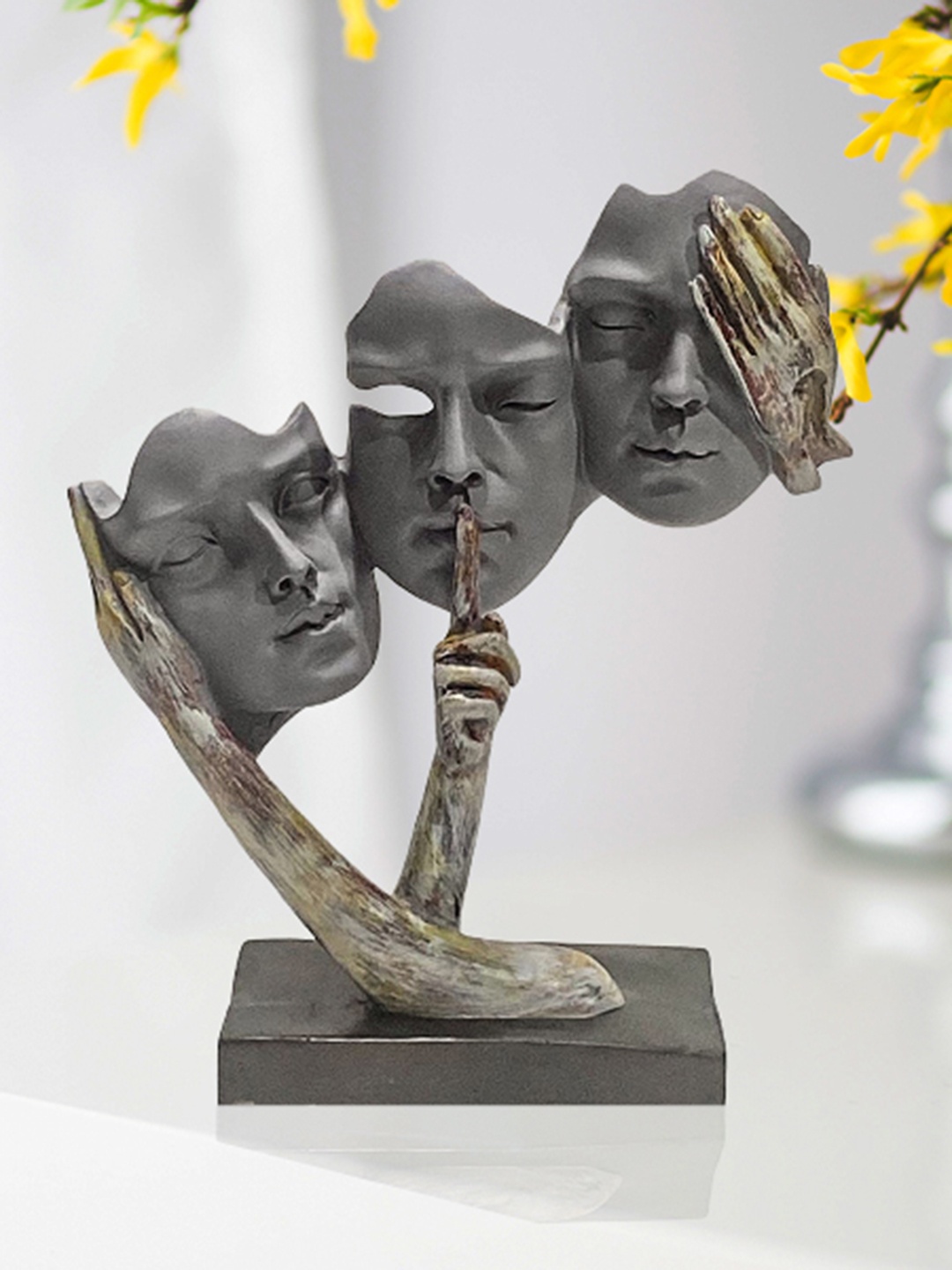 

SANKALAN CREATIONS Grey Human Face Showpiece