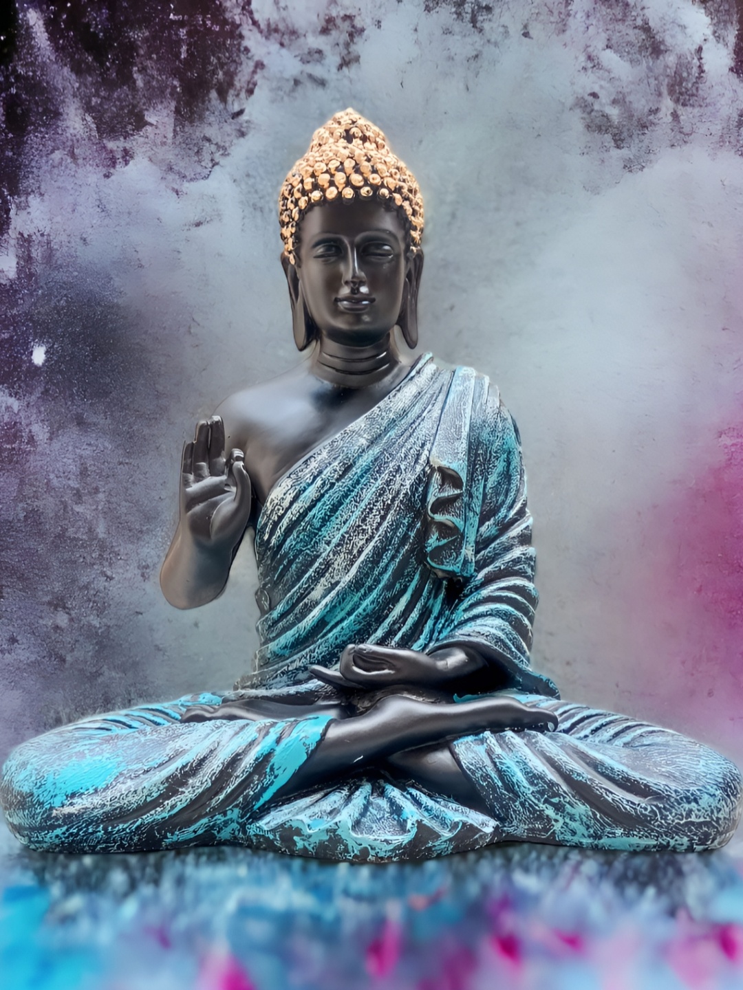 

SANKALAN CREATIONS Blue & Black Meditating Buddha Idol Figurine Showpiece