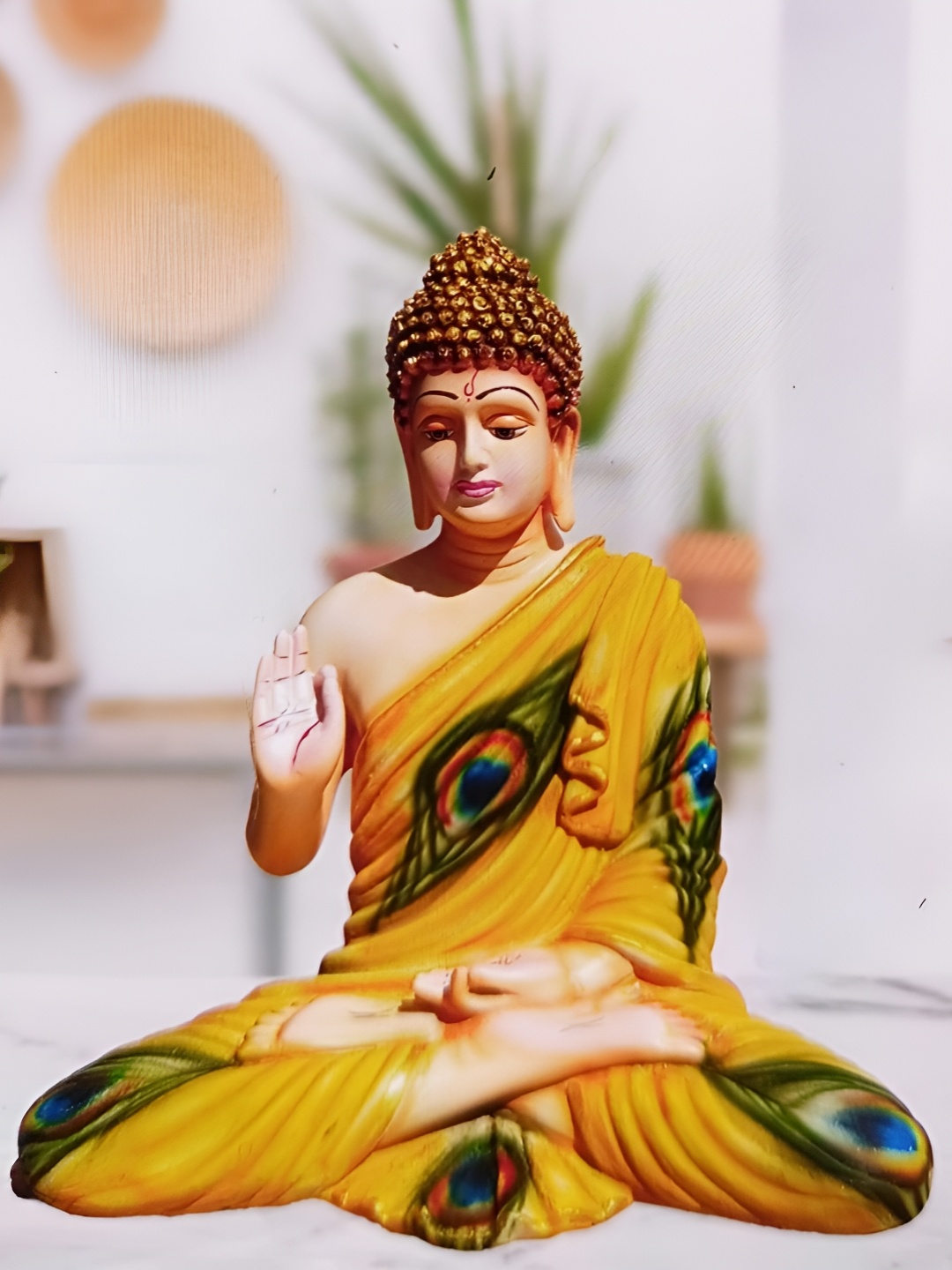 

SANKALAN CREATIONS Beige & Yellow Buddha Idol Showpiece