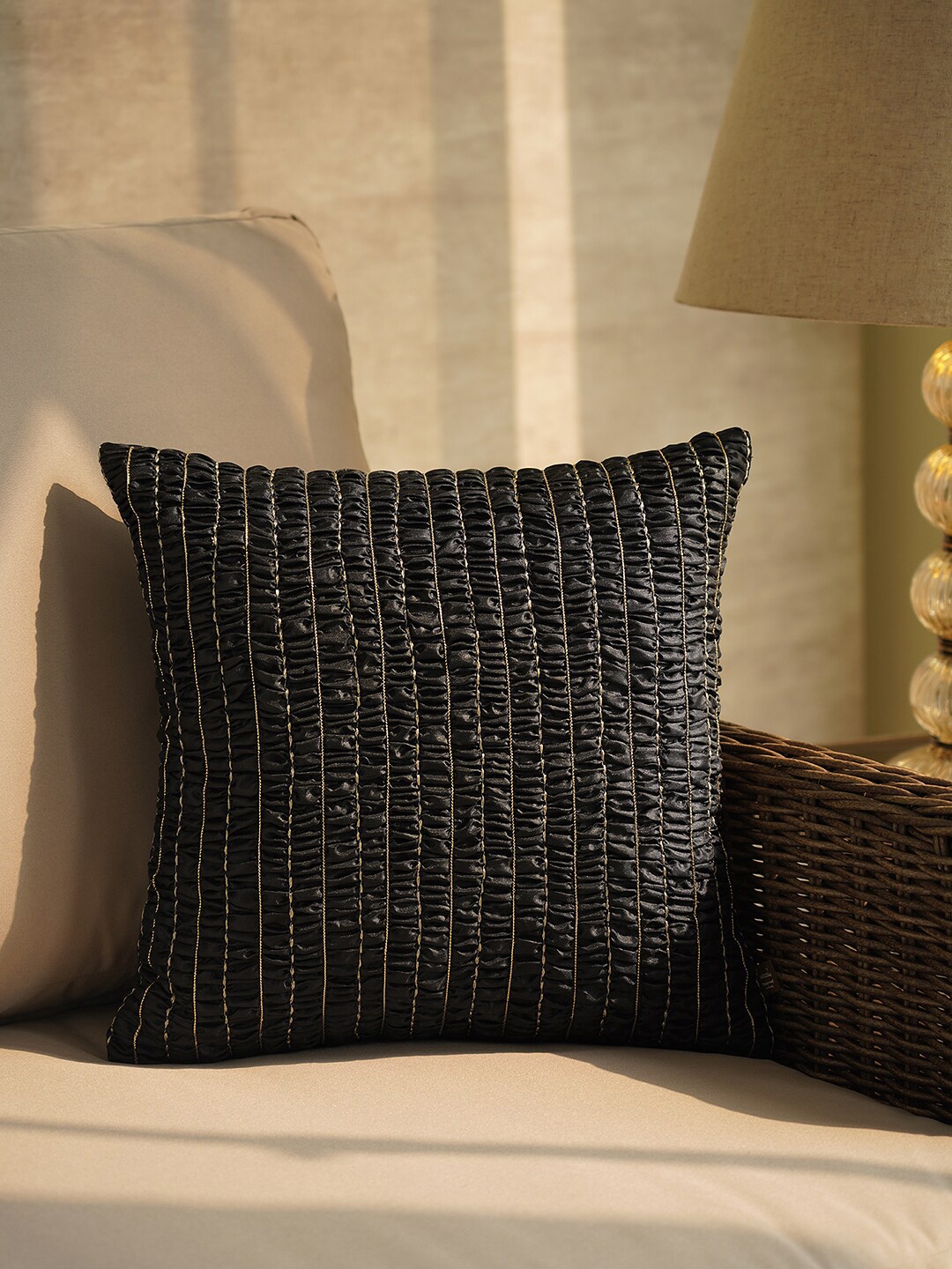 

Pure Home and Living Black and Beige Square Cushion Covers