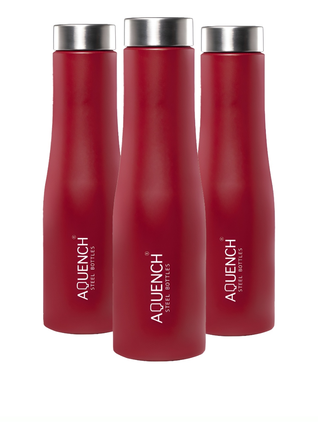 

AQUENCH Red 3Pcs Stainless Steel Solid Water Bottle 1L