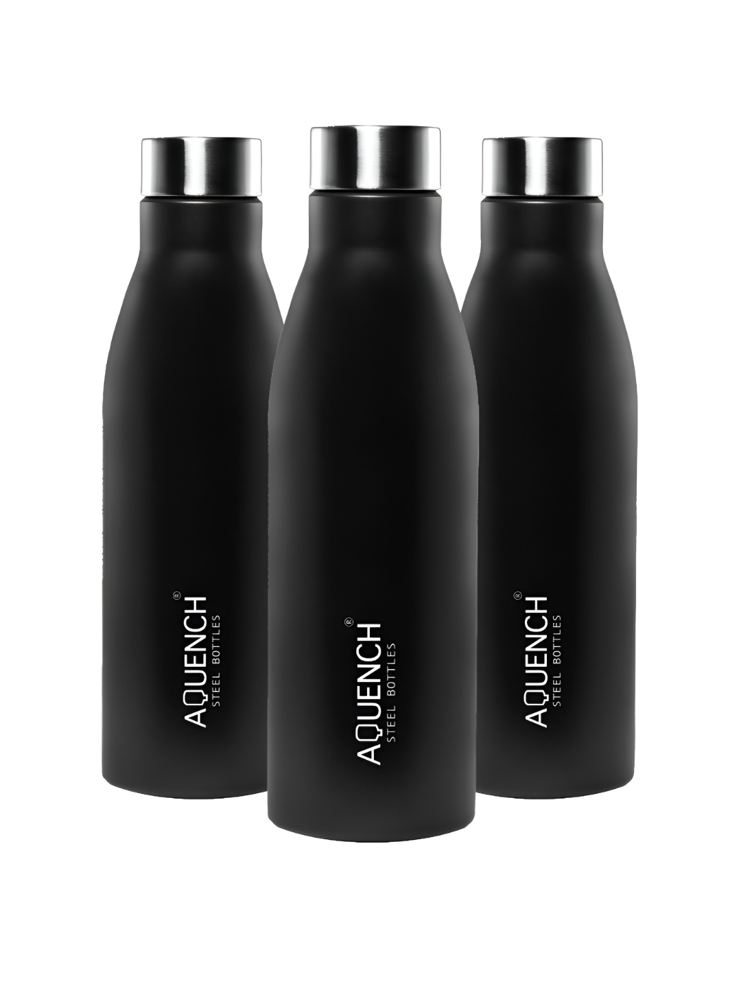 

AQUENCH Black 3 Pieces Stainless Steel Water Bottle 1 Ltr