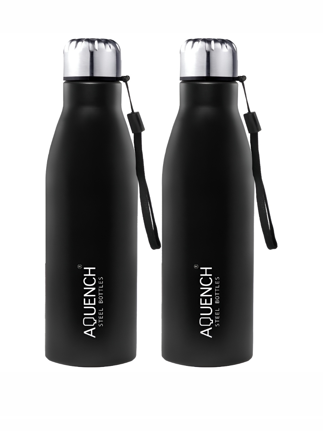 

AQUENCH Black 2Pcs Stainless Steel Solid Water Bottle 1L