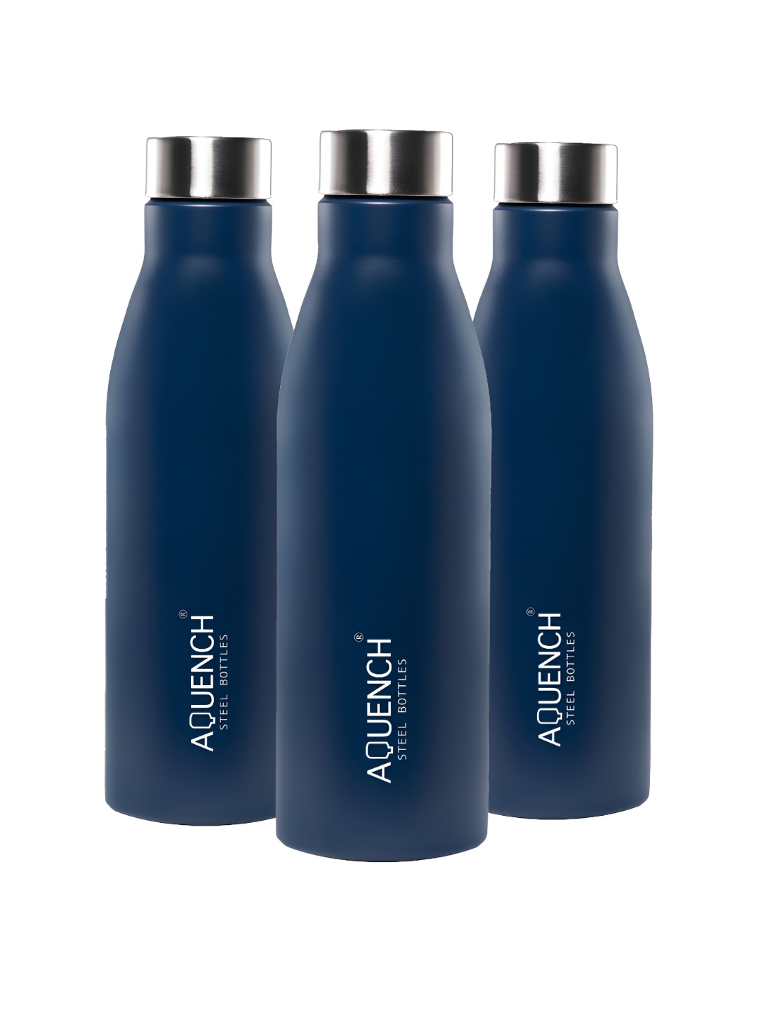 

AQUENCH Blue 3Pcs Stainless Steel Solid Water Bottle 1L