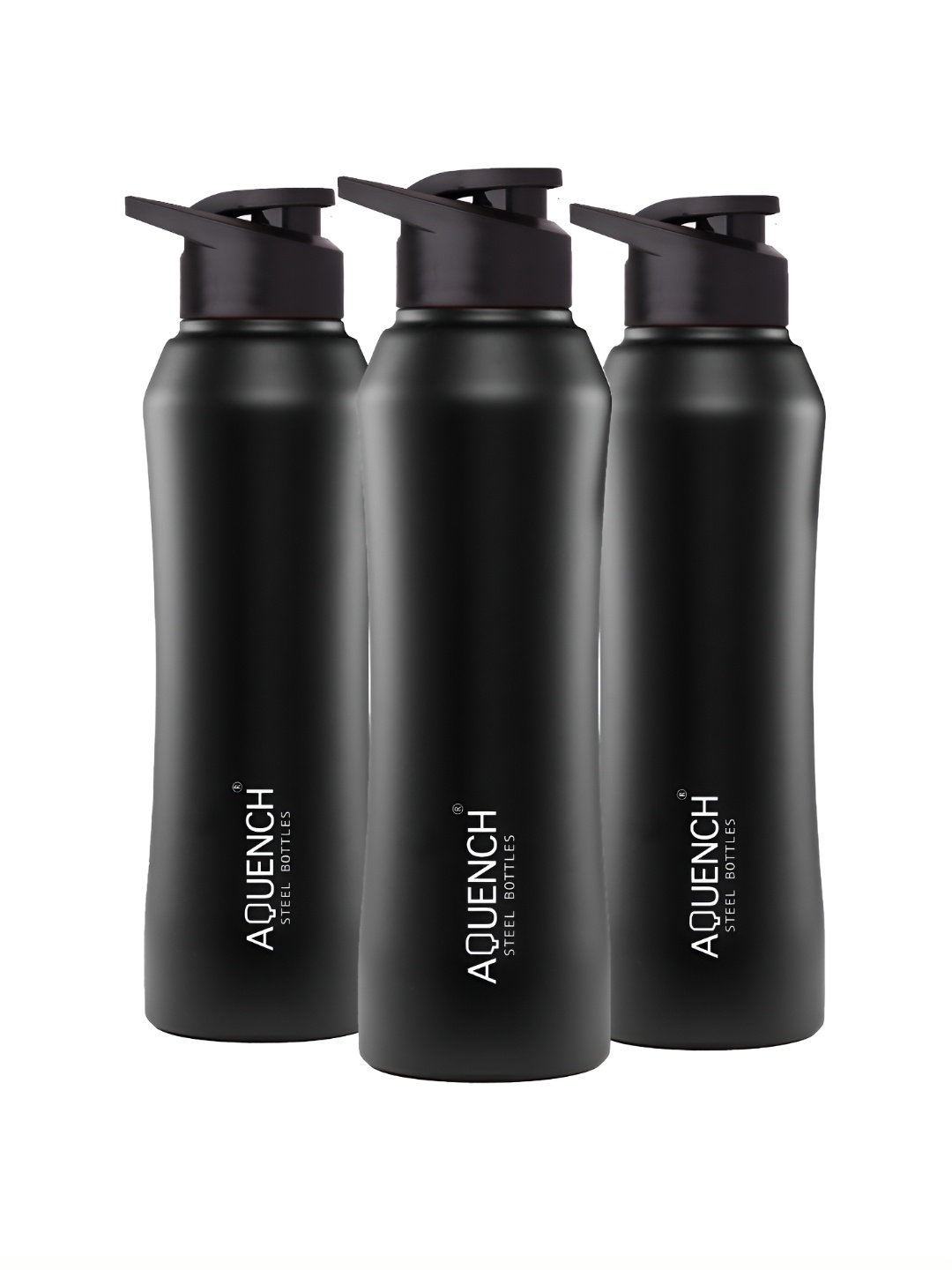 

AQUENCH Black 3 Pieces Stainless Steel Solid Water Bottle 1ltr