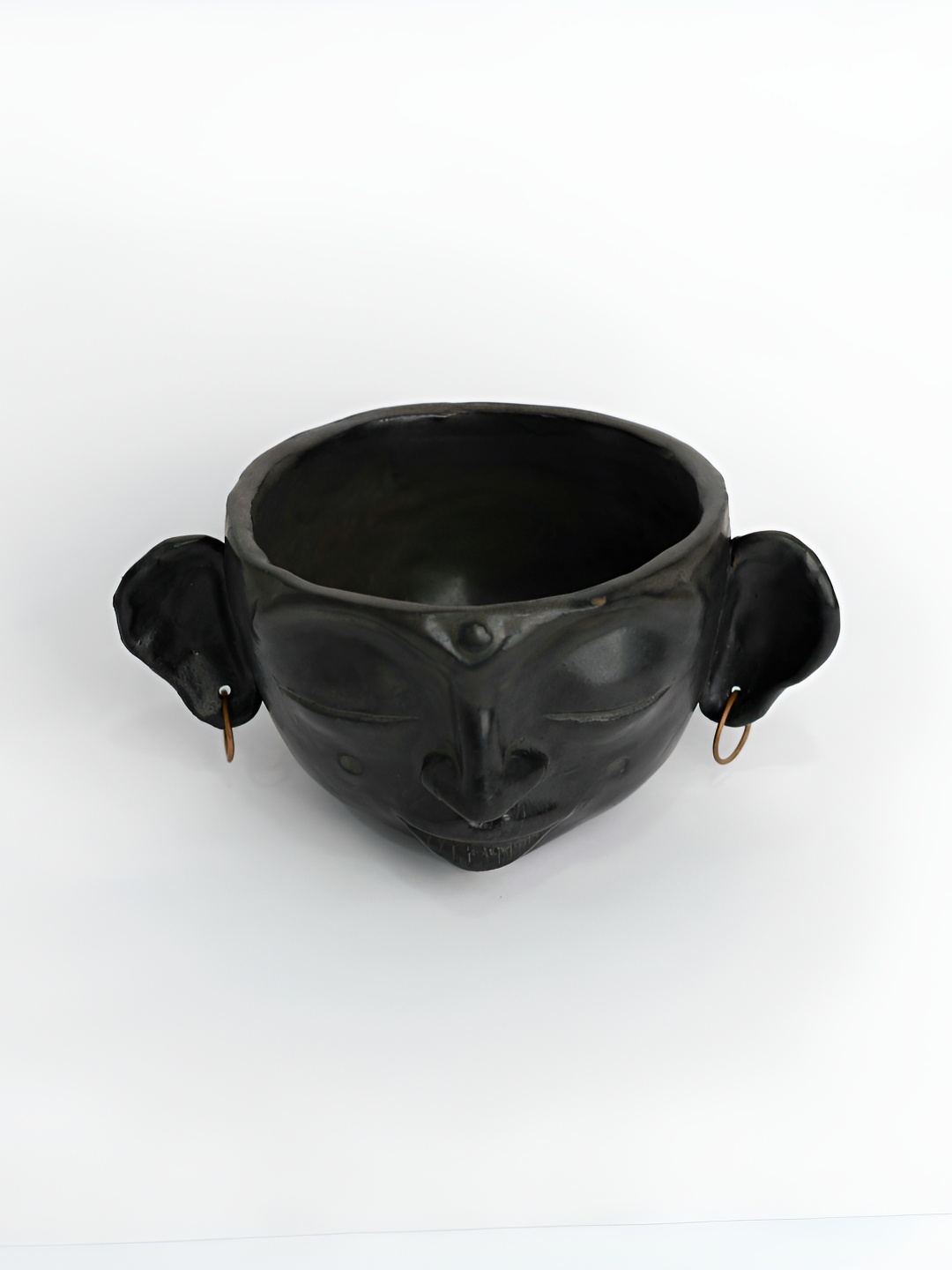 

The Orby House Black Monk Ceramic Planter with ears