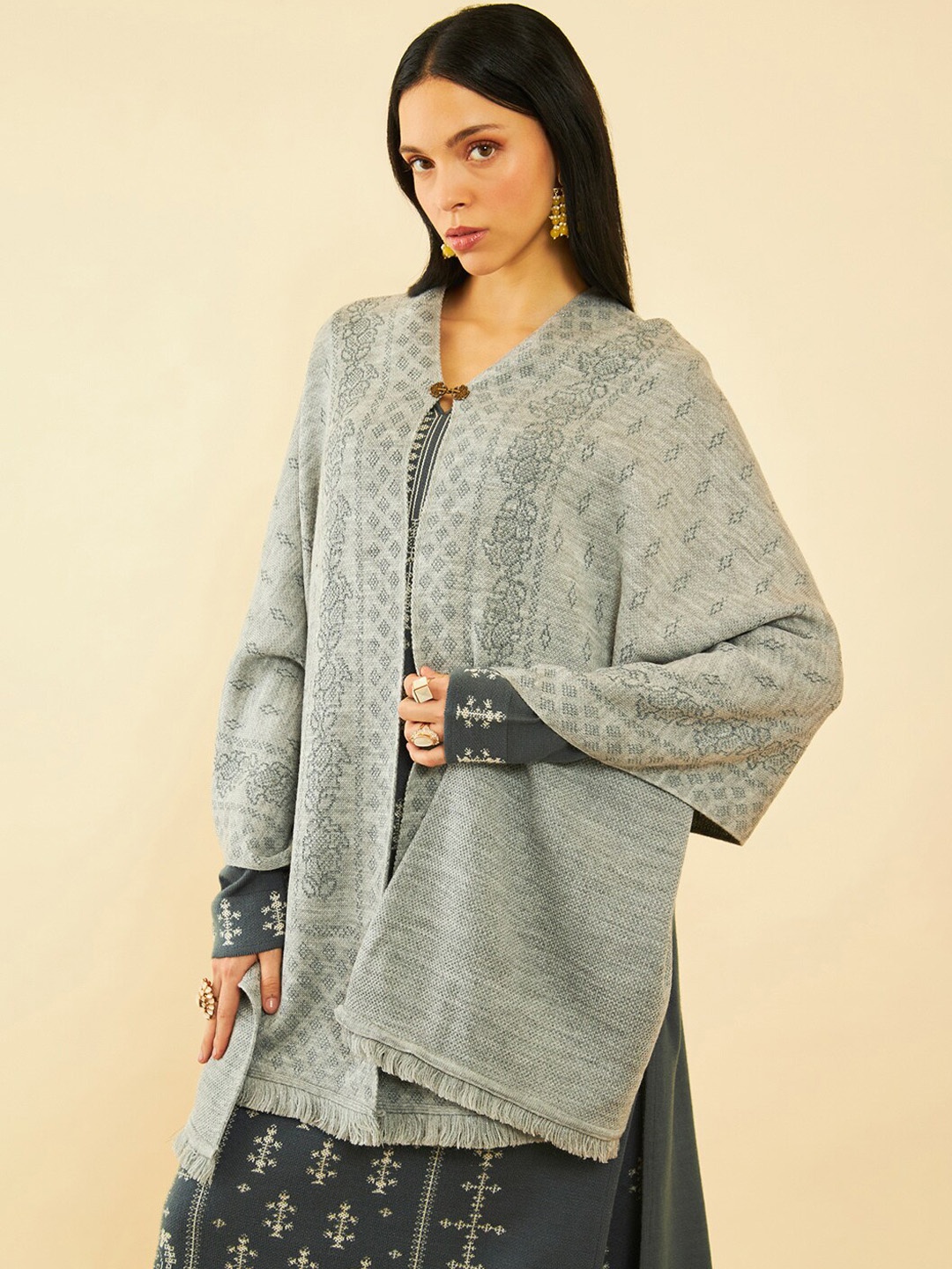 

Soch Woven Designed Acrylic Shawl, Grey