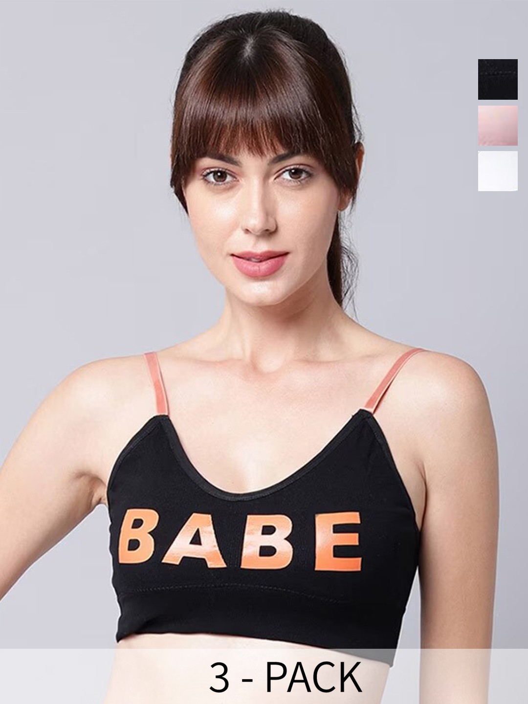 

UNDER 1000 Pack of 3 Printed Full Coverage Cotton T-shirt Bra with All Day Comfort, Black