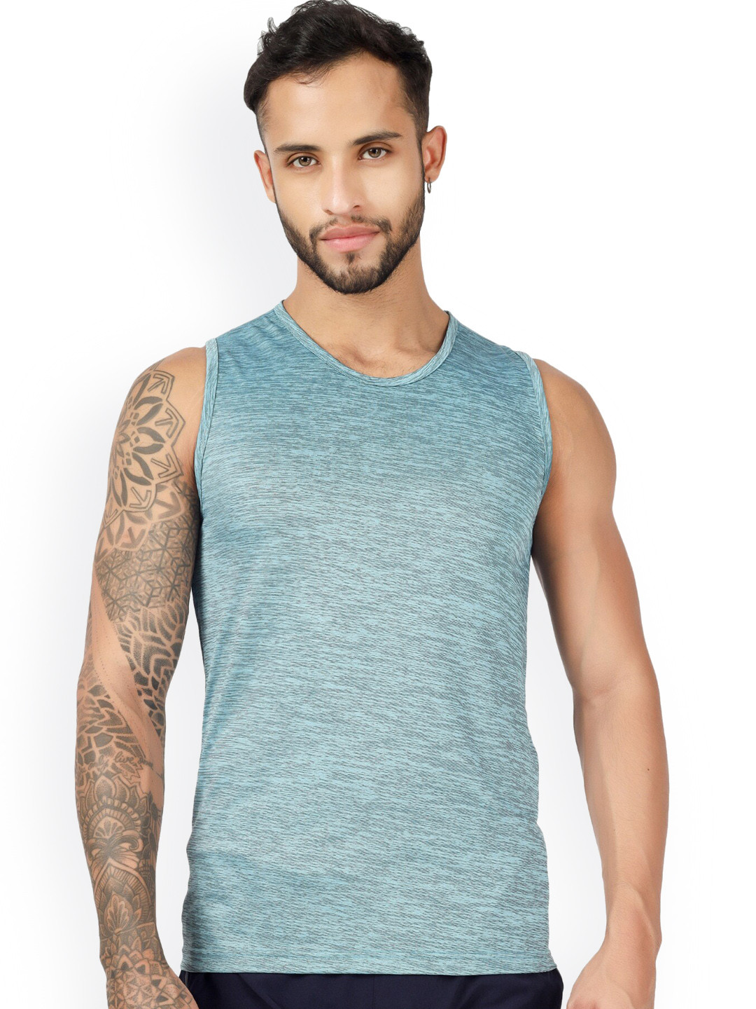 

BLUEFICUS Sleeveless Pure Cotton Basic Innerwear Vest-104-M-MILANGE-SANDO-GREEN-XXL