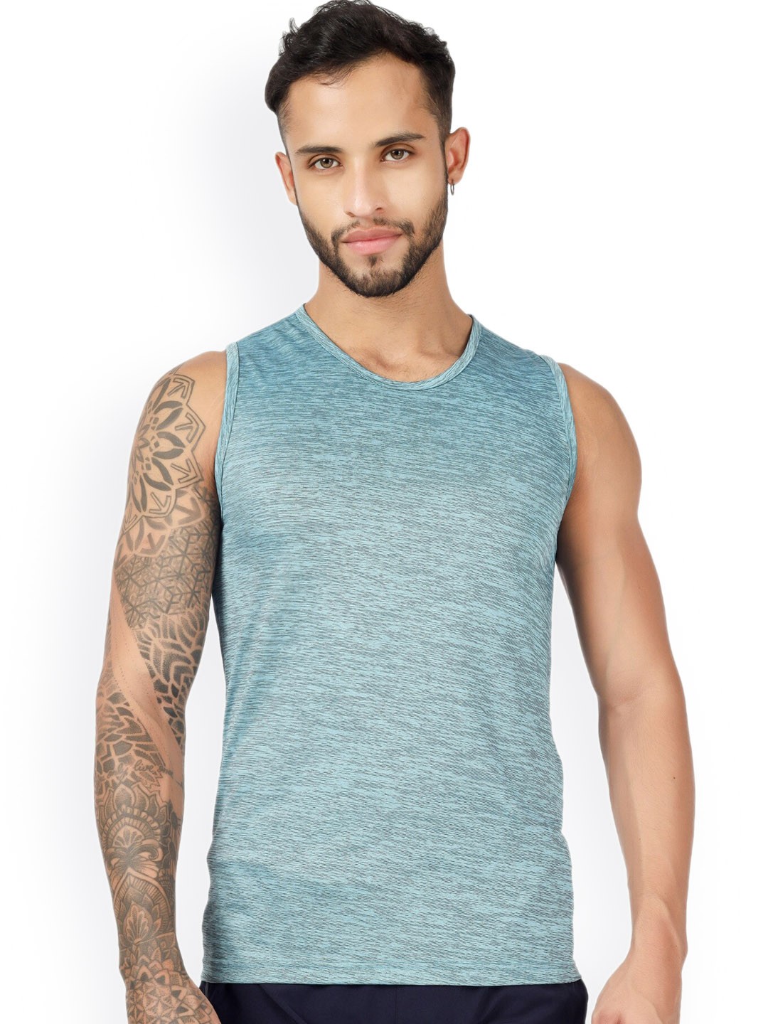 

BLUEFICUS Round Neck Pure Cotton Innerwear Vest 104-M-MILANGE-SANDO-GREEN-M