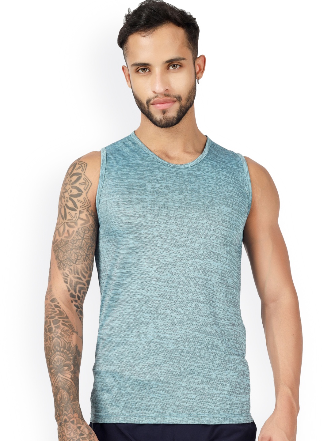 

BLUEFICUS Round Neck Pure Cotton Basic Innerwear Vest-104-M-MILANGE-SANDO-GREEN-XL