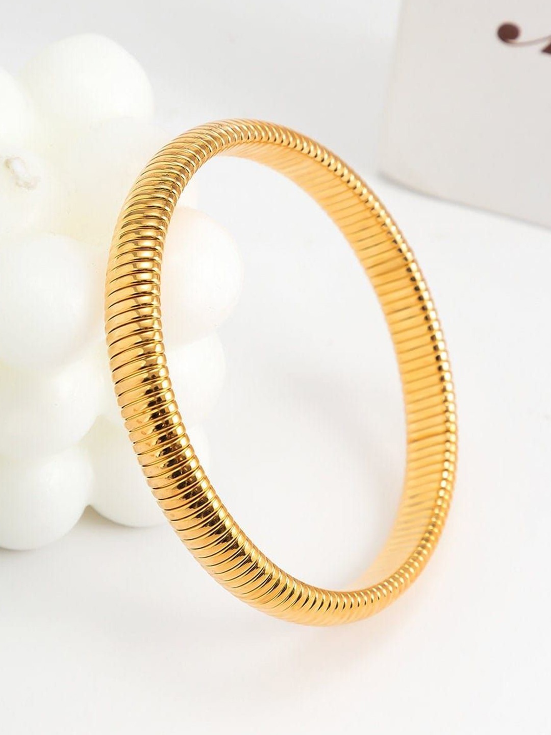 

ZIVOM Women 18K Gold Anti Tarnish Gold-Plated Stretchable Bangle-Style Bracelet