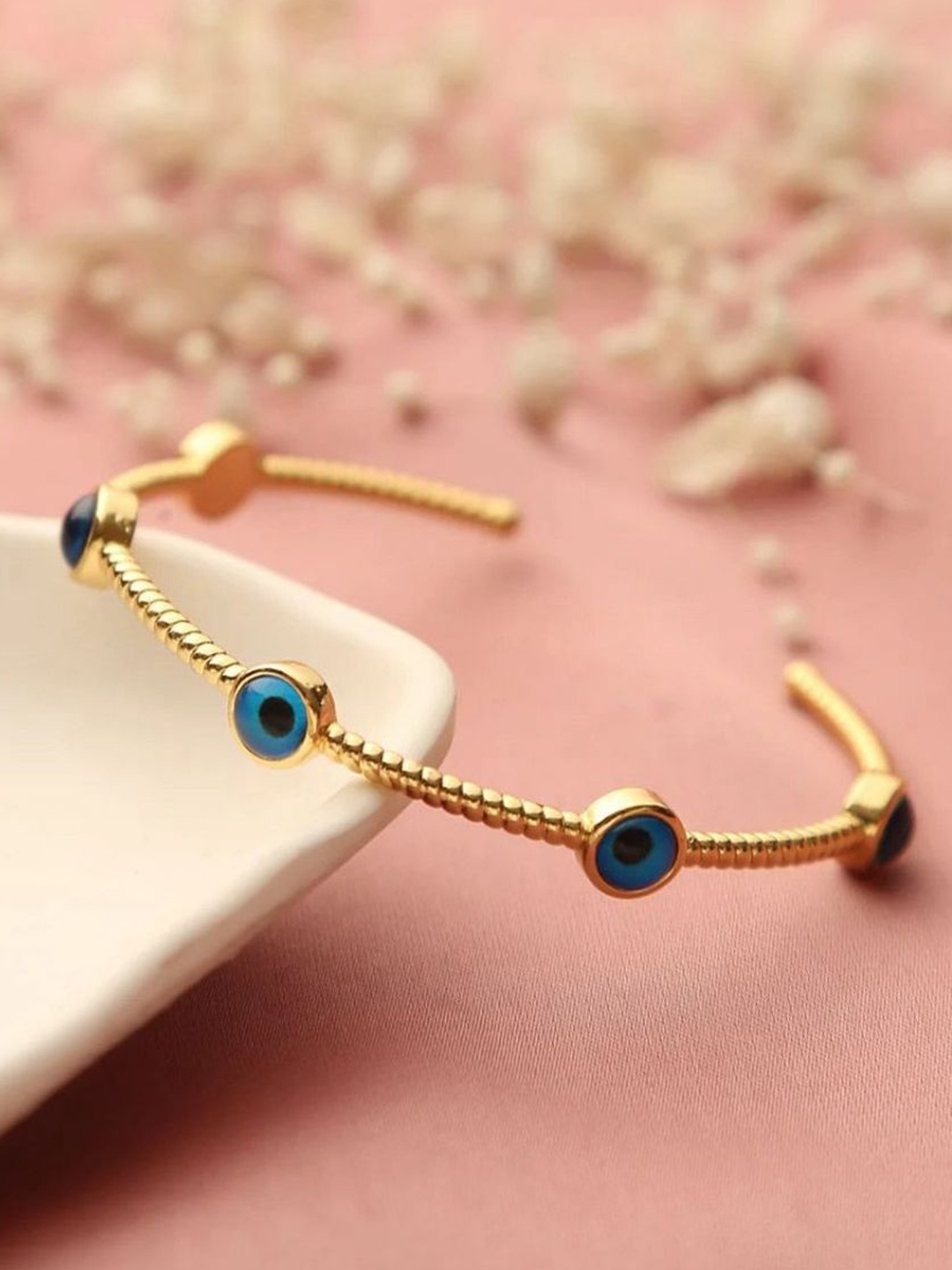 

ZIVOM Women 18K Gold-Plated Brass Evil Eye Cuff Bracelet