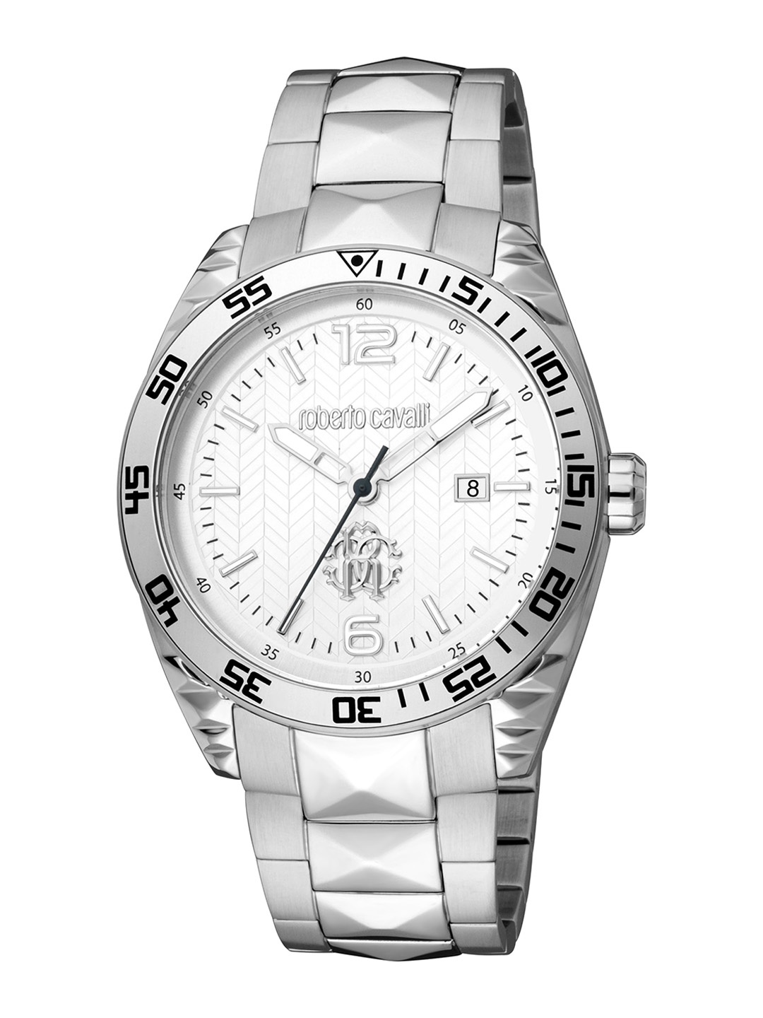 

Roberto Cavalli Men Textured Stainless Steel Straps Watch RC5G018M0055, White