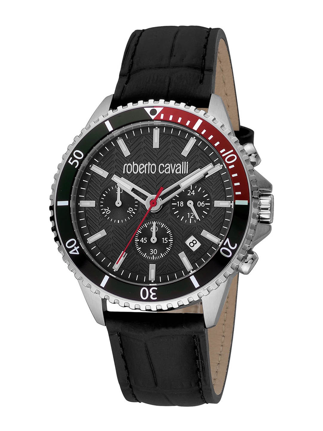 

Roberto Cavalli Men Leather Straps Analogue Watch RC5G049L0035, Black