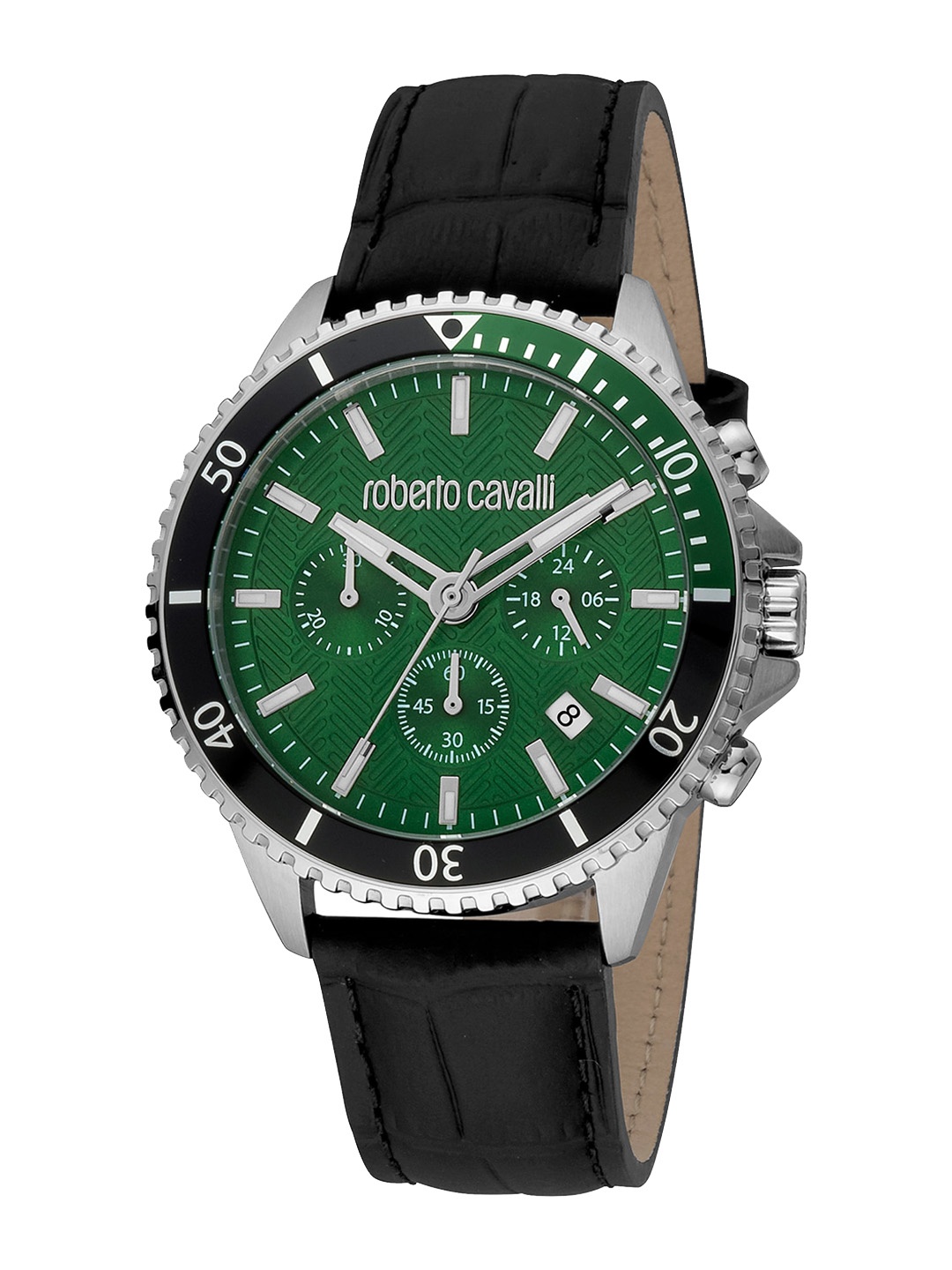 

Roberto Cavalli Men Leather Straps Chronograph Analogue Watch Analogue Watch RC5G049L0015, Green