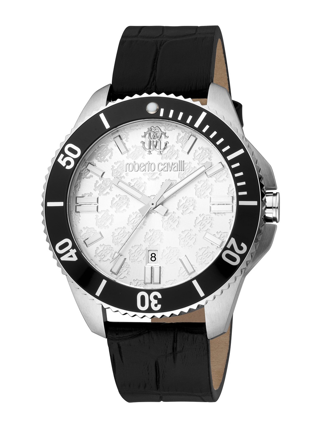 

Roberto Cavalli Men Textured Dial & Leather Straps Watch RC5G013L0015, Silver