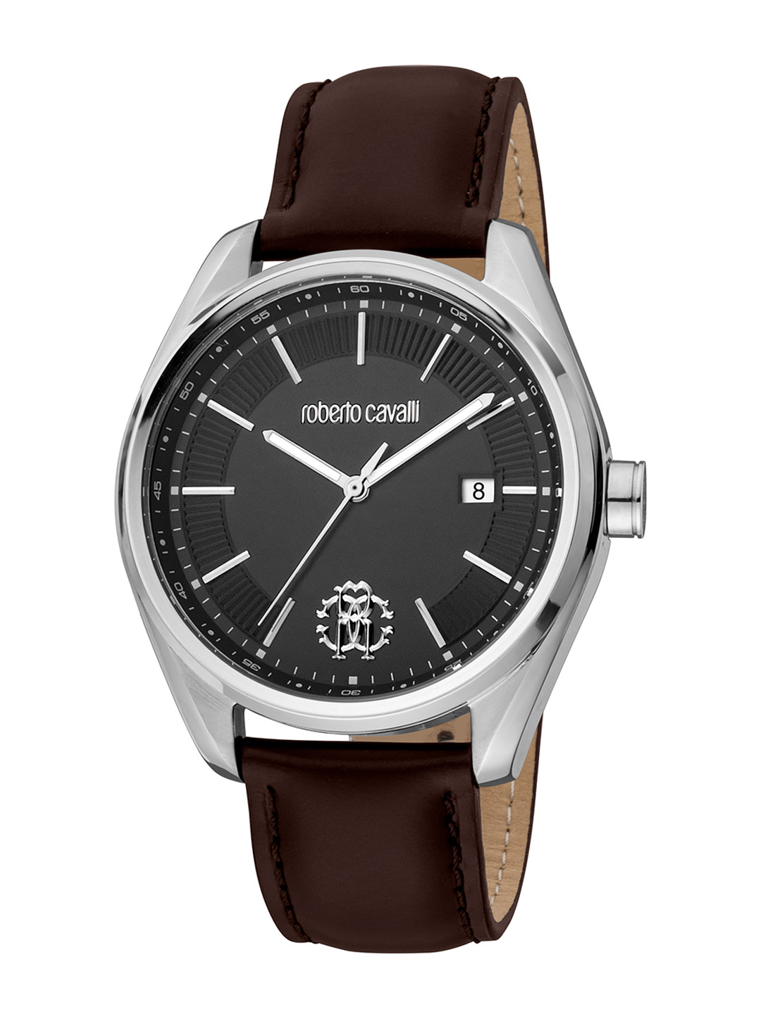 

Roberto Cavalli Men Textured Dial & Leather Straps Watch RC5G012L0025, Black