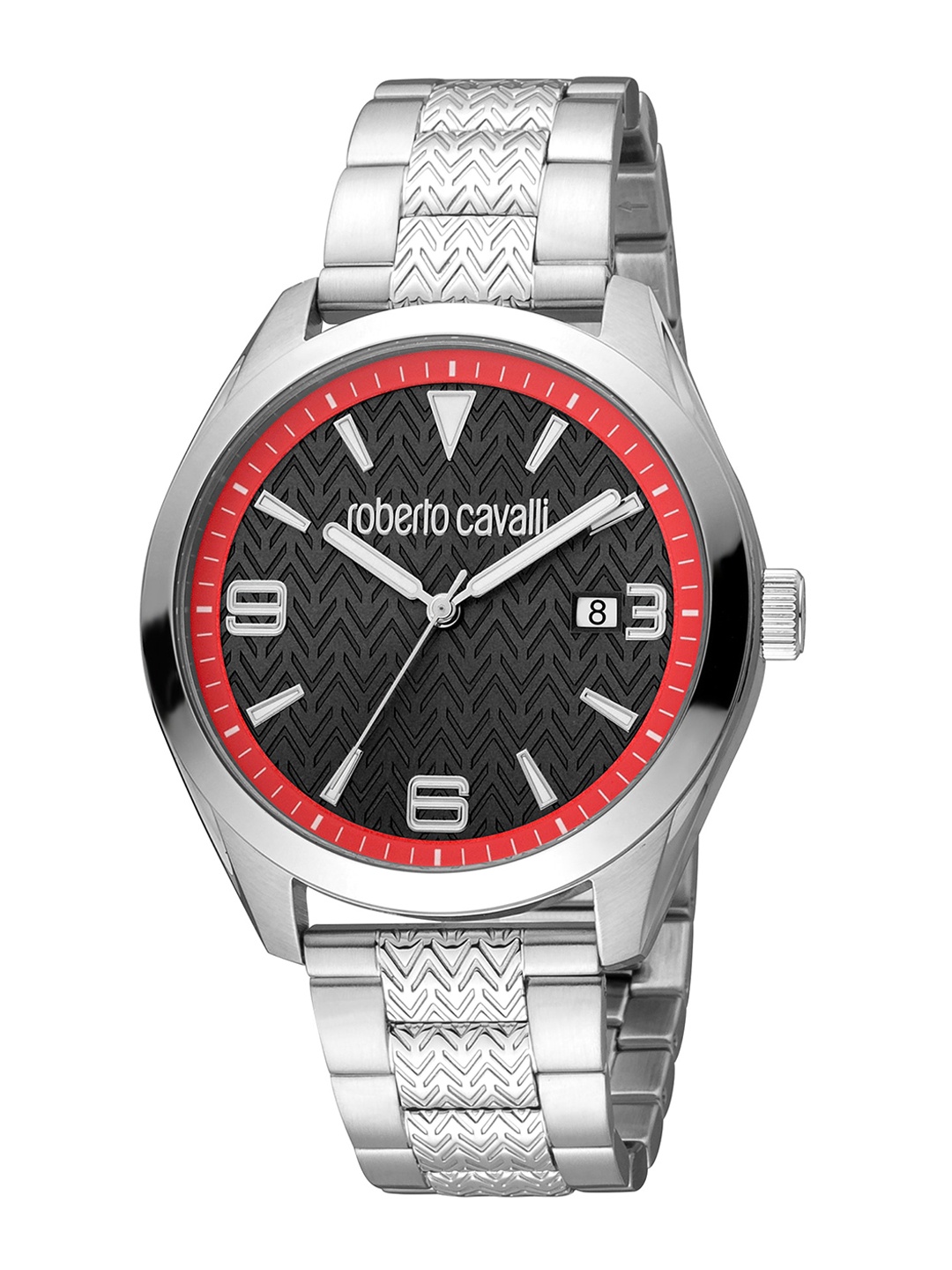 

Roberto Cavalli Men Textured Dial & Stainless Steel Straps Watch RC5G048M0065, Black