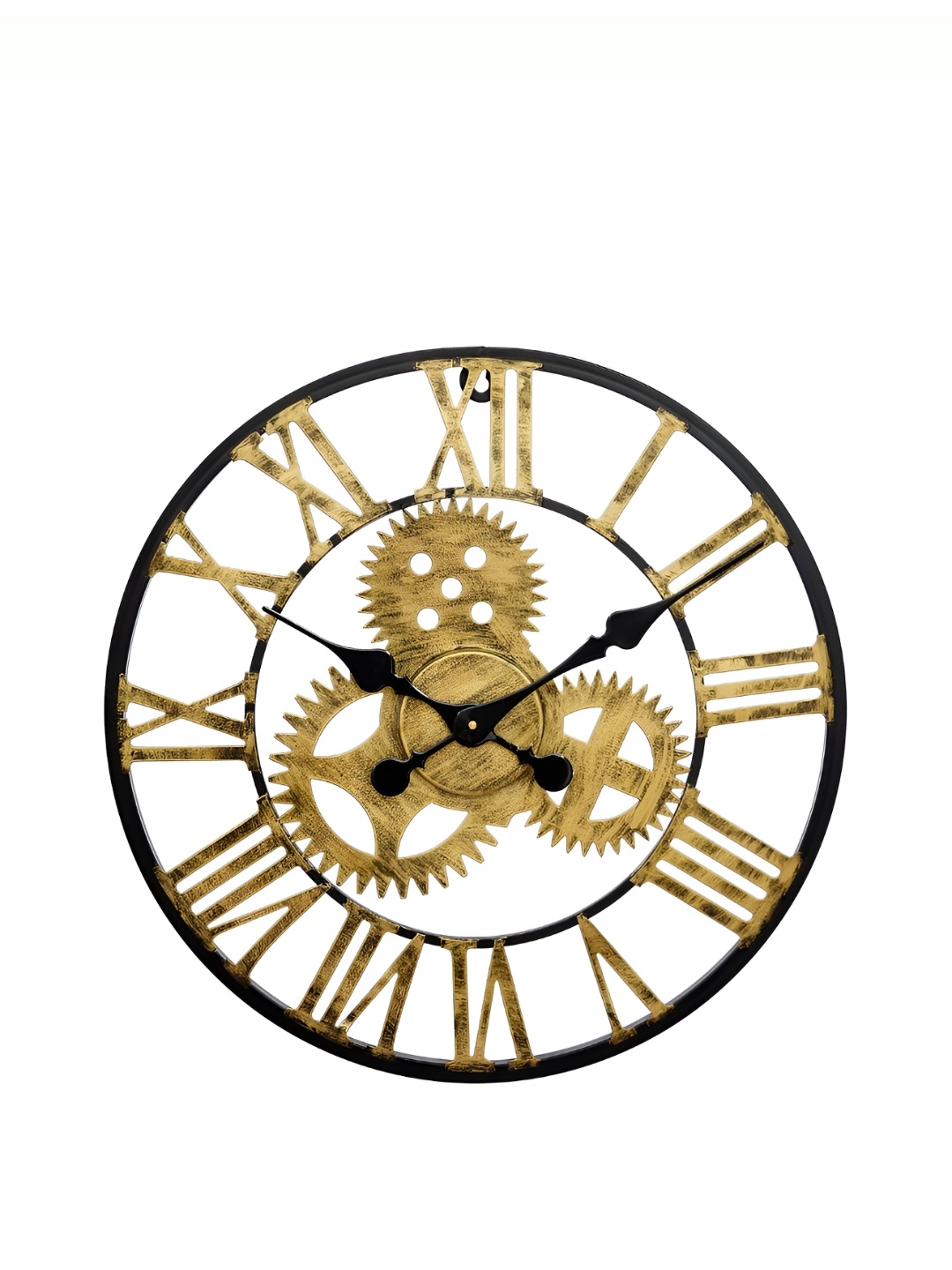 

Heritage India Gold-Toned & Black Analogue Contemporary Rounded Wall Clock
