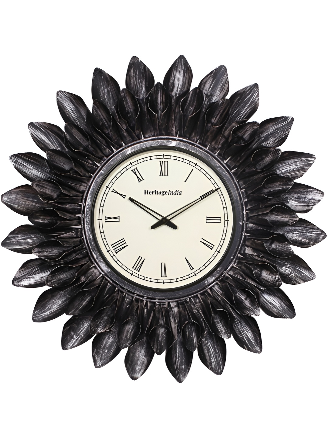 

Heritage India Black & White Floral Textured Analogue Traditional Wall Clock