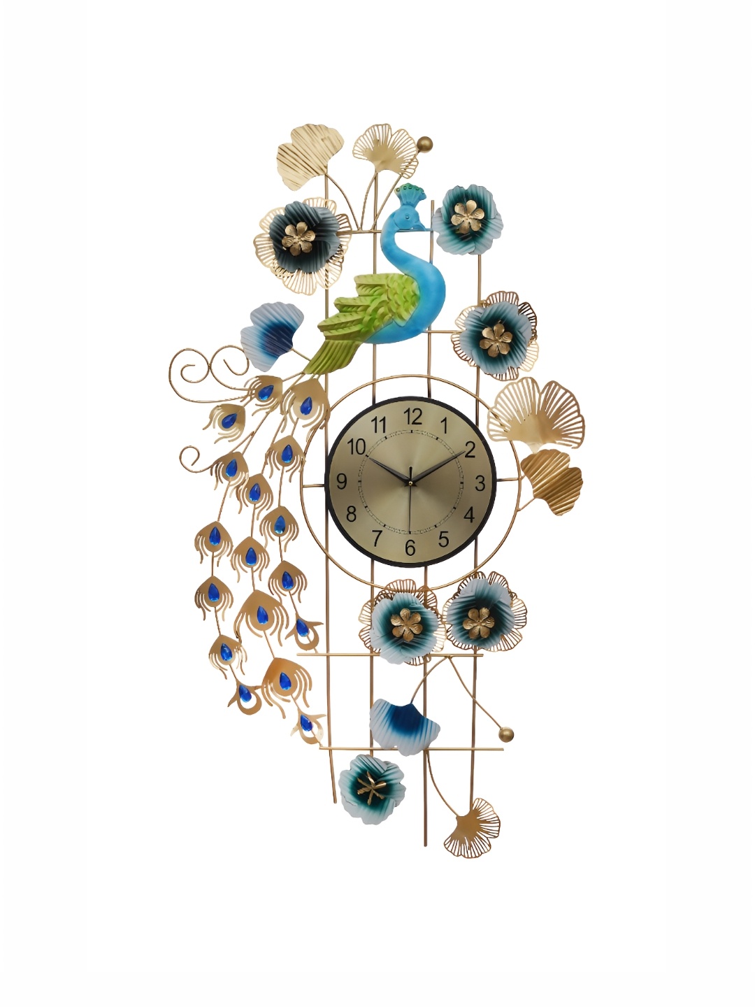 

Heritage India Green & Gold Toned Textured Round Contemporary Wall Clock