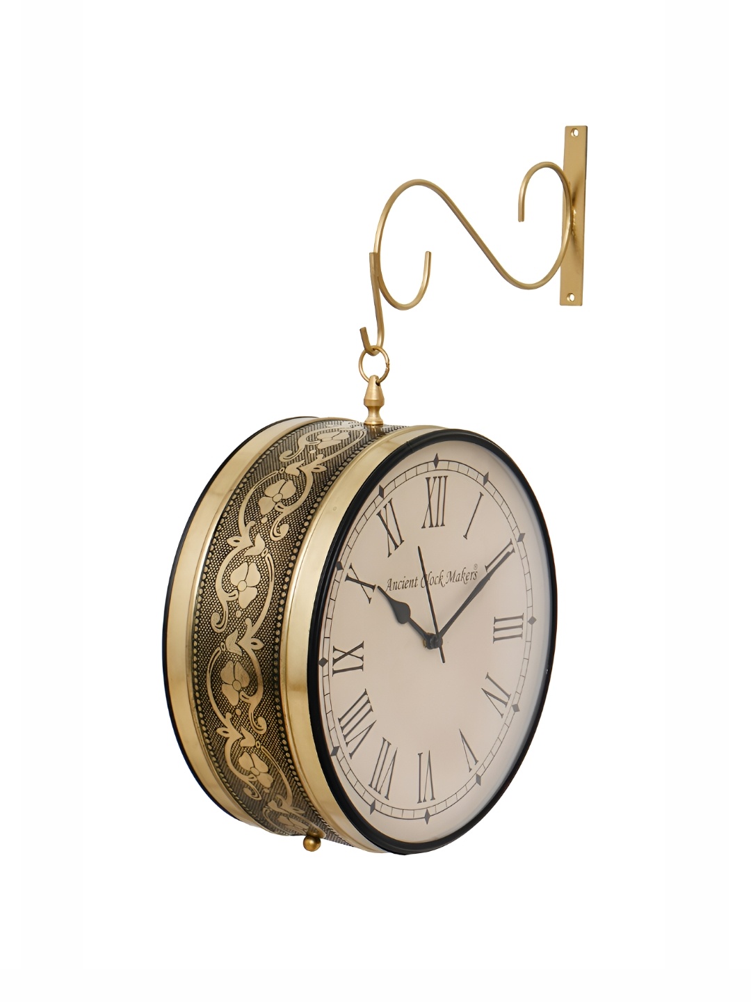 

Heritage India Gold-Toned Metal Vintage Textured Round Analogue Wall Clock