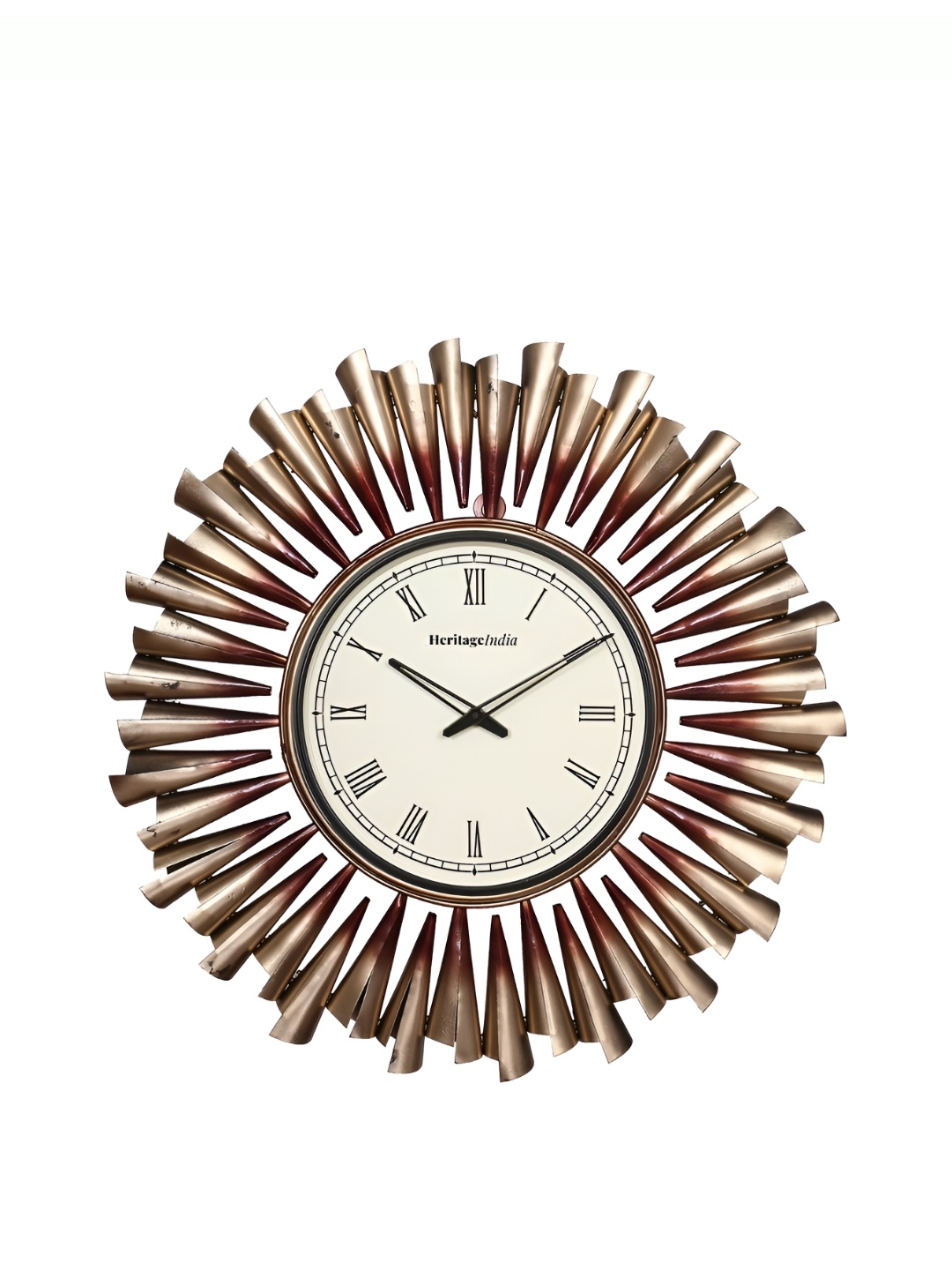 

Heritage India Gold-Toned Metal Contemporary Round Textured Analogue Wall Clock