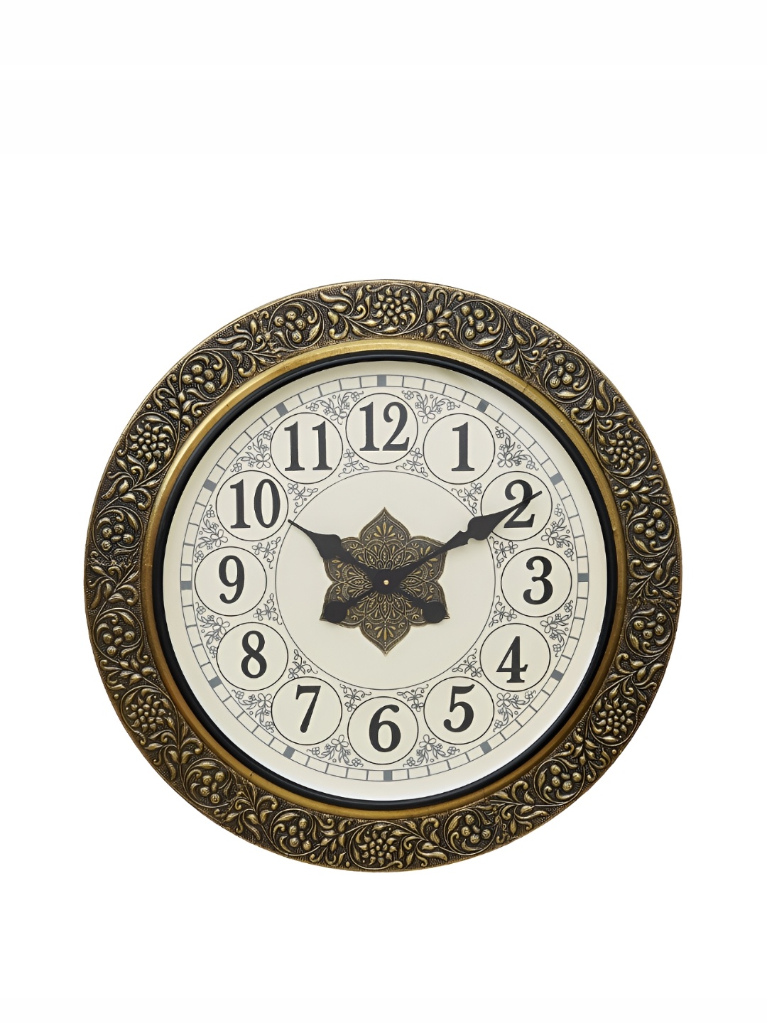

Heritage India Gold-Toned Textured Analogue Traditional Wooden Round Wall Clock