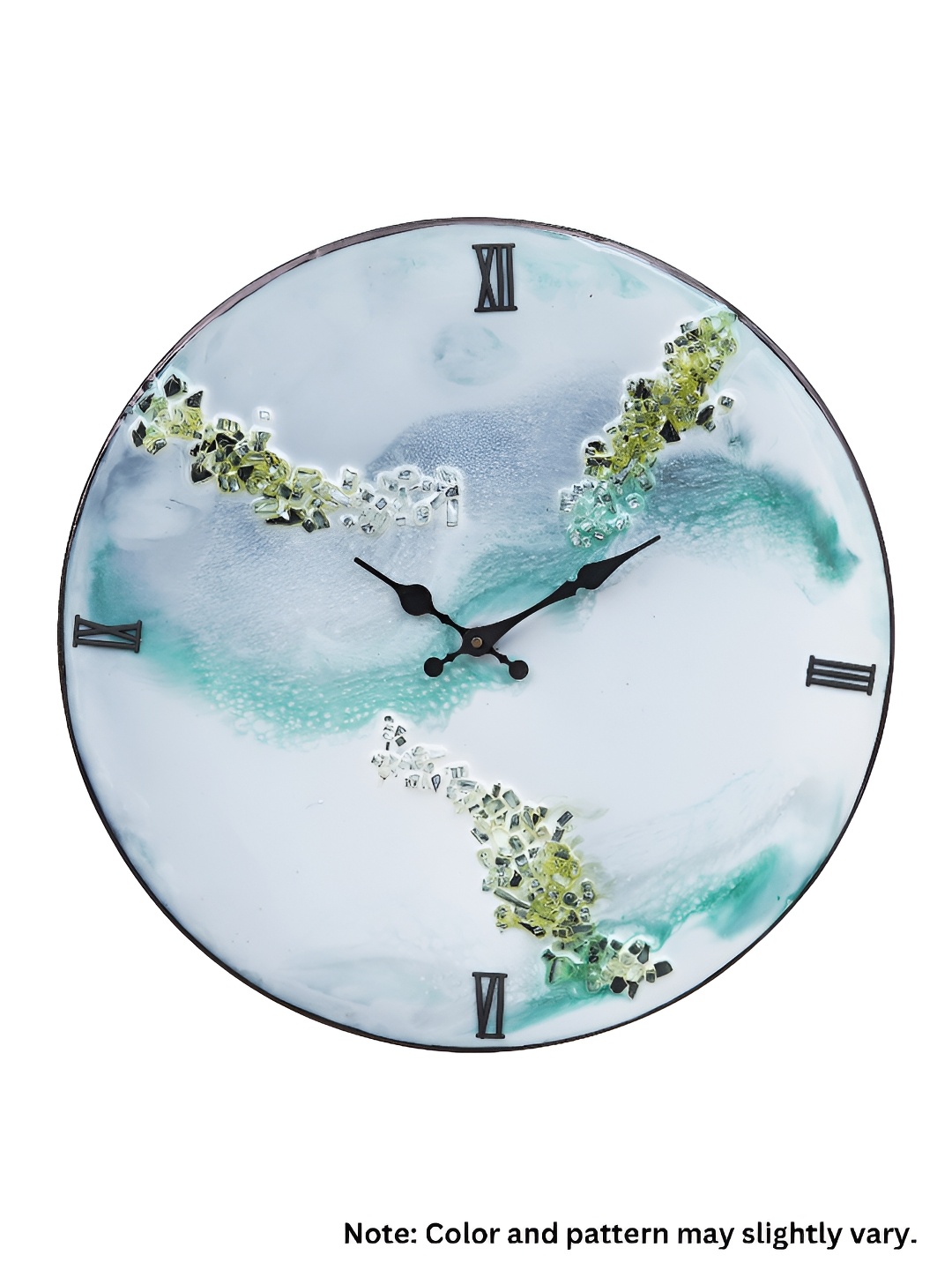 

Heritage India Green& White Textured Round Shaped Contemporary Wall Clock