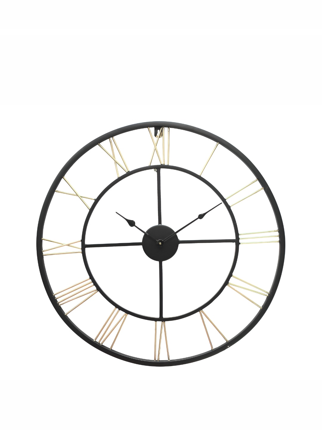 

Heritage India Black & Gold Toned Round Shaped Contemporary Wall Clock