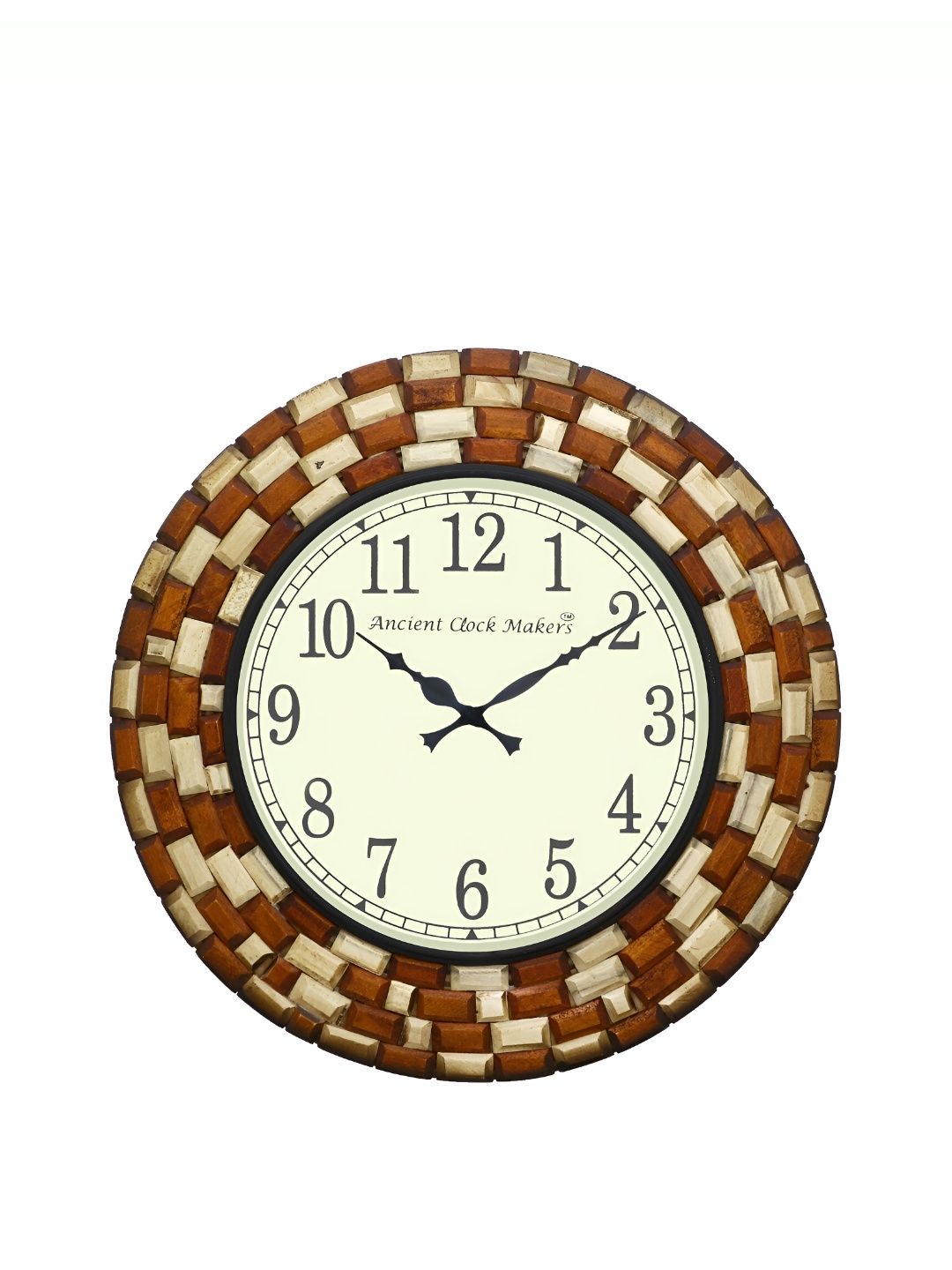 

Heritage India Gold Toned & Red Wooden Contemporary Textured Round Analogue Wall Clock