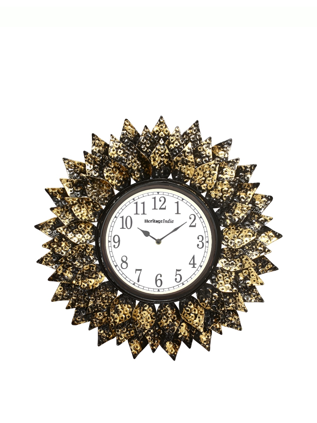 

Heritage India Gold Toned & White Textured Round Shaped Contemporary Wall Clock