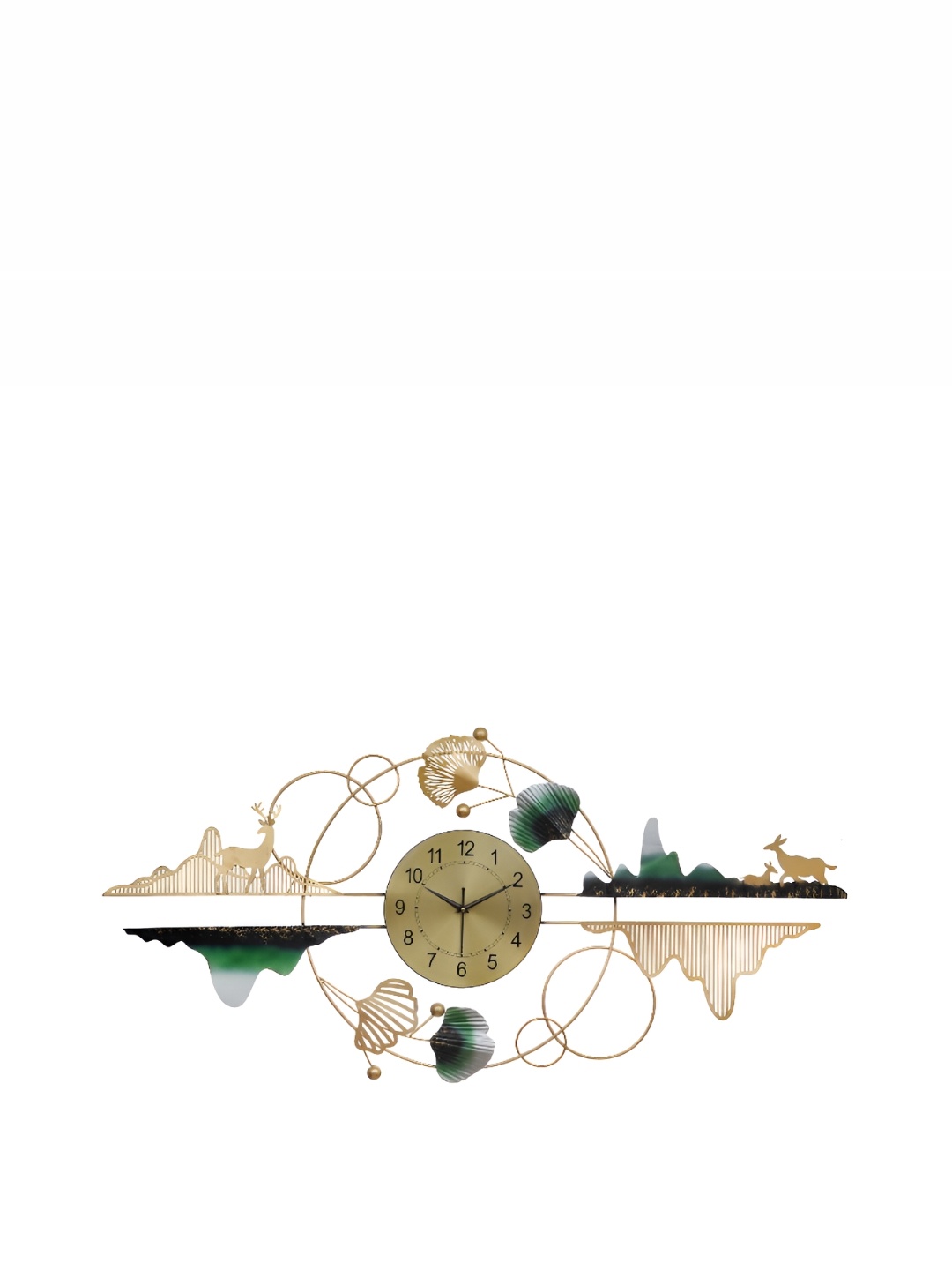 

Heritage India Gold Toned & Green Textured Round Contemporary Wall Clock