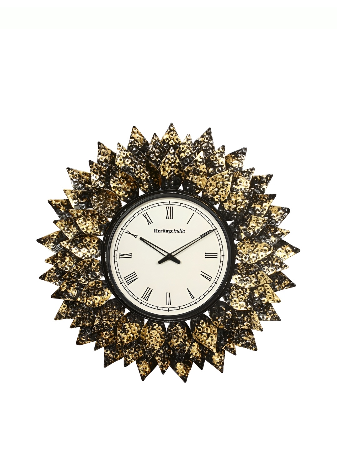 

Heritage India Gold-Toned Textured Analogue Contemporary Round Wall Clock