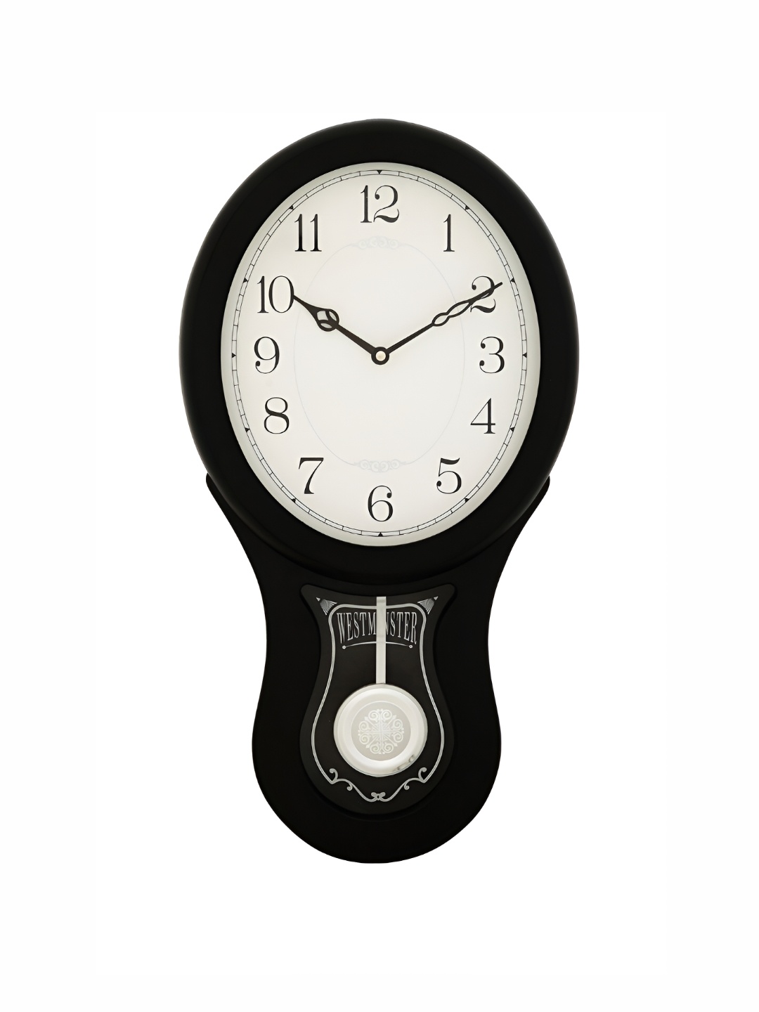 

Heritage India Black & White Textured Oval Contemporary Wall Clock