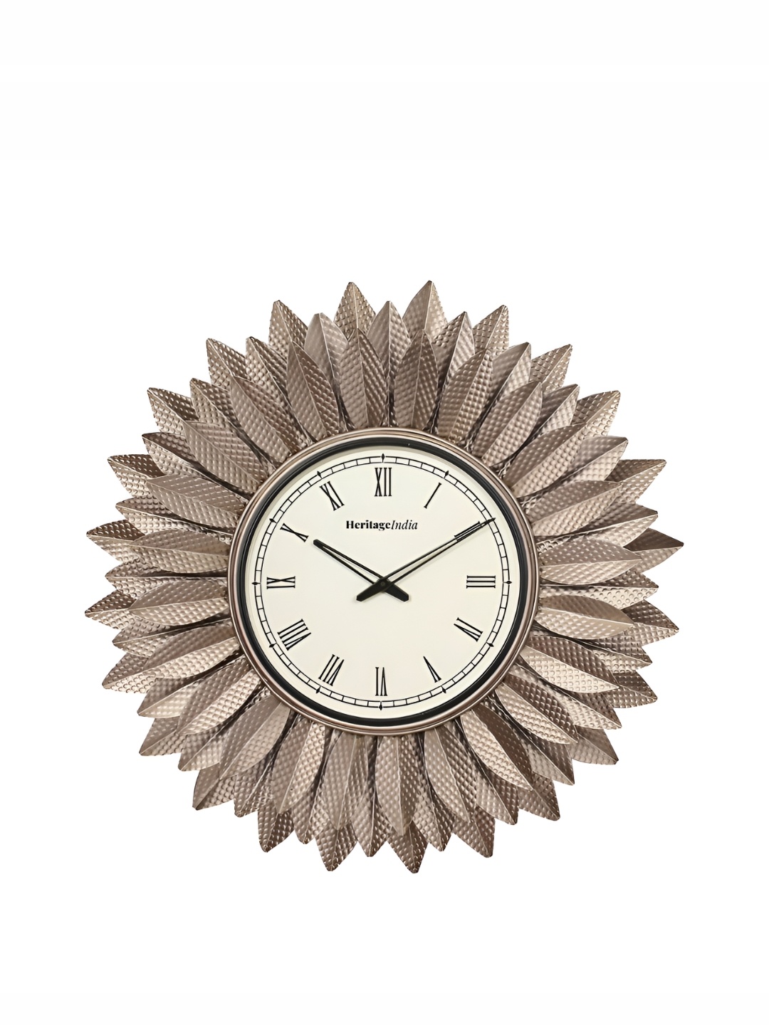 

Heritage India Gold Toned & Off White Printed Round Contemporary Wall Clock