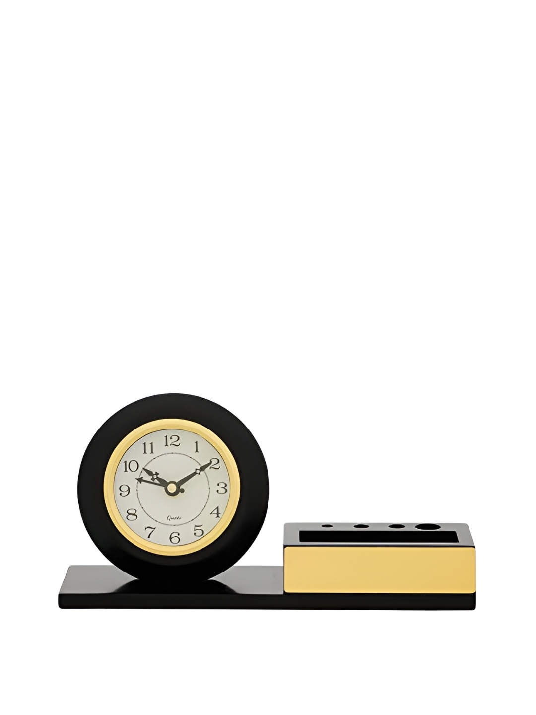

Heritage India Black and White Round Analogue Contemporary Table Clock