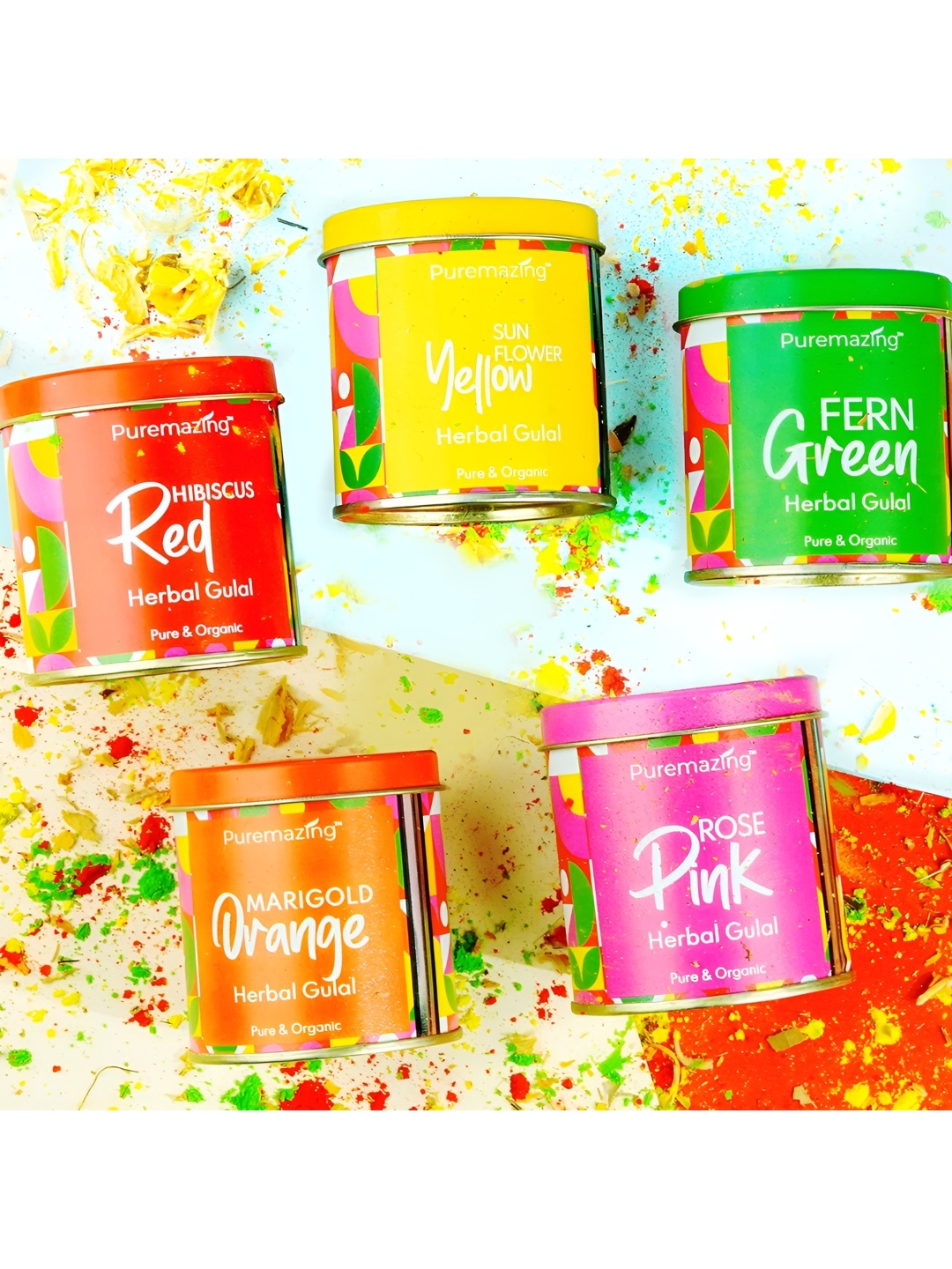 

Imvelo Green your hygiene 5-Pcs Pink & Yellow Pure & Organic Herbal Gulal
