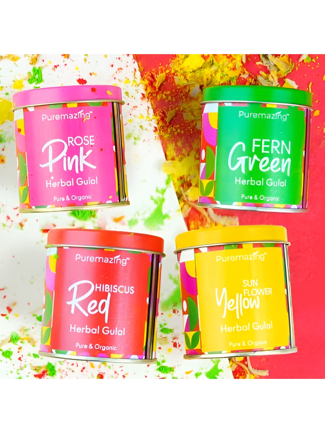 

Imvelo Green your hygiene 4-Pcs Pink & Yellow Pure & Organic Herbal Gulals